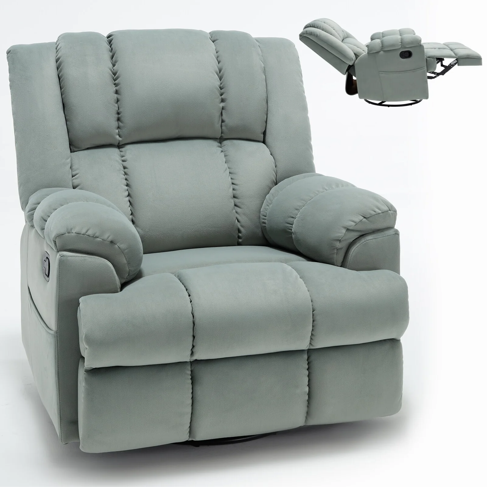 Manual Recliner Chair with Rocker and Swivel