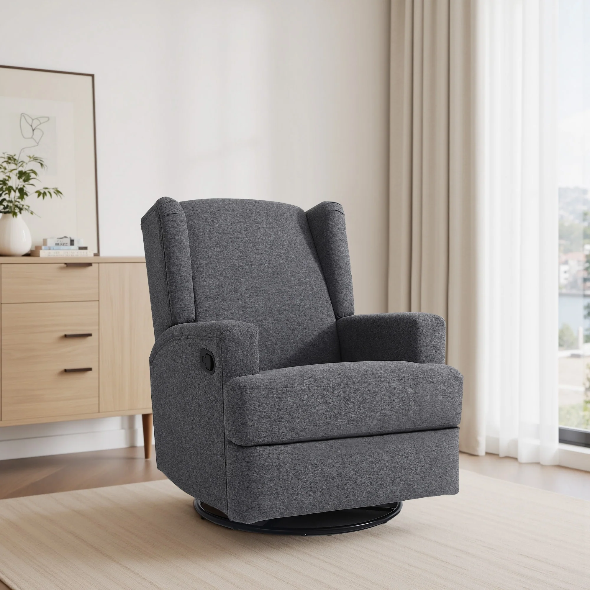 Swivel Wingback Glider Rocker Nursery Recliner Chair