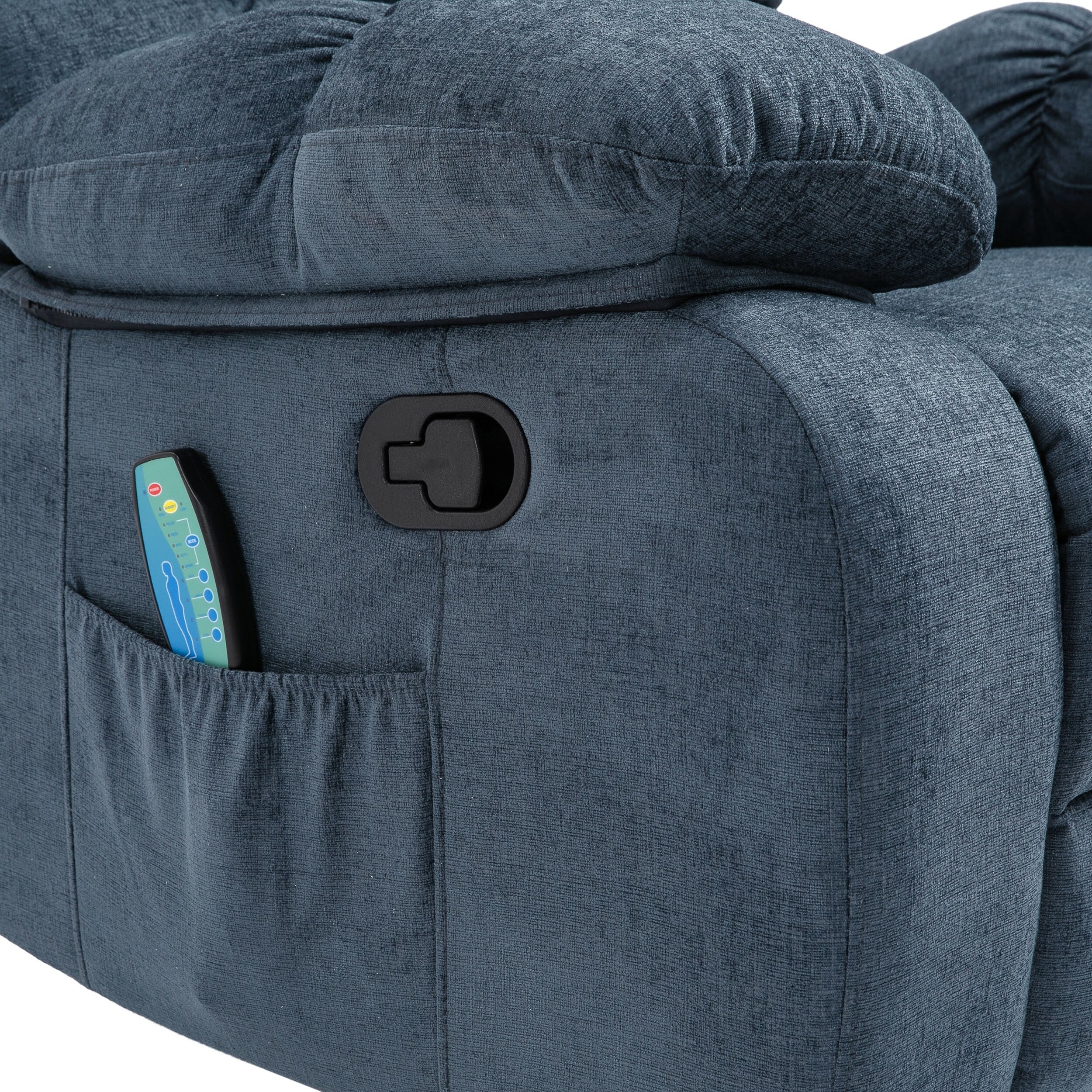 Modern Massage Recliner Chair with Pillow Tufting, 5 Modes, Remote Control and Manual Pull Recline