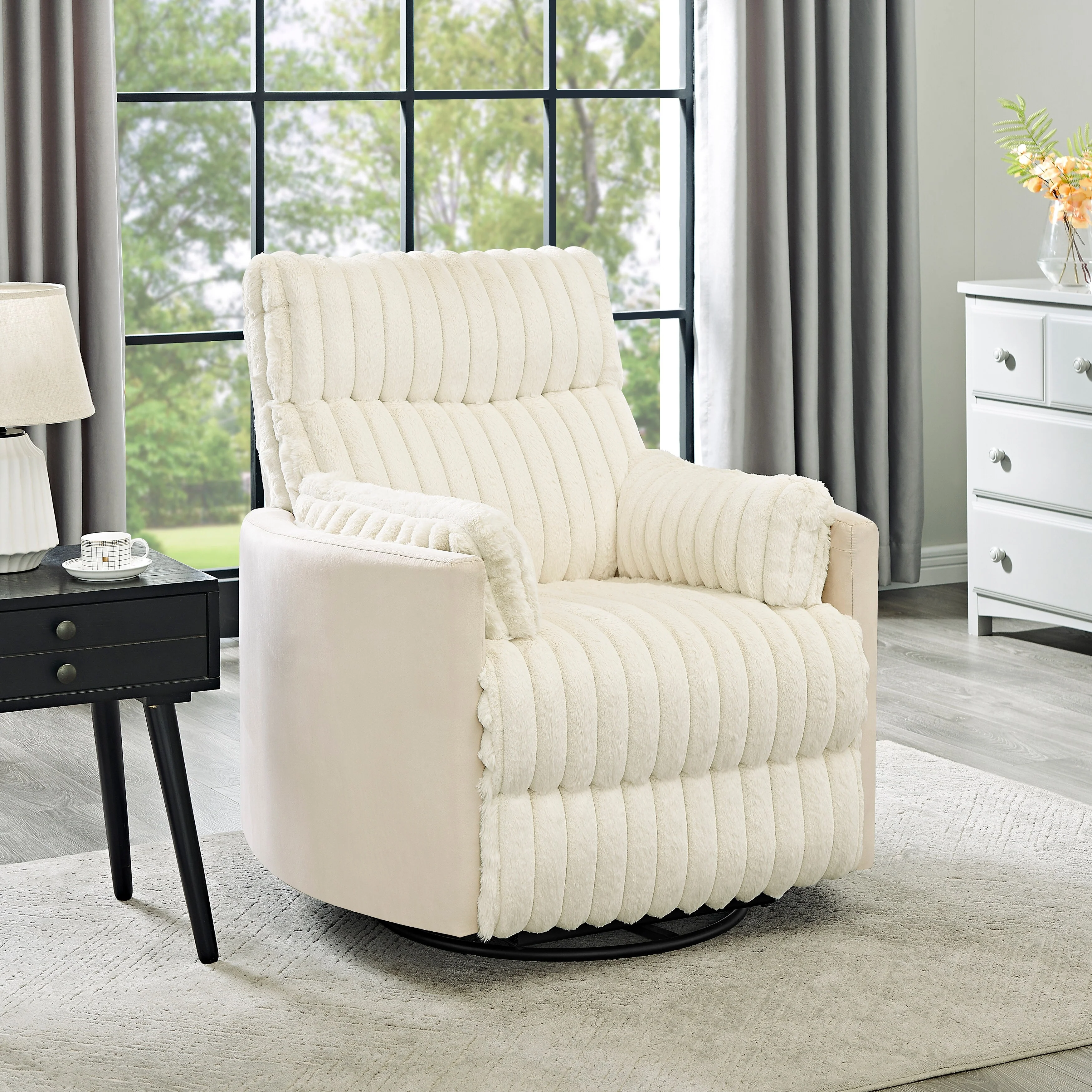 Swivel Recliner Chair with 360�� Rotation, Manual Recline & Plush Arms