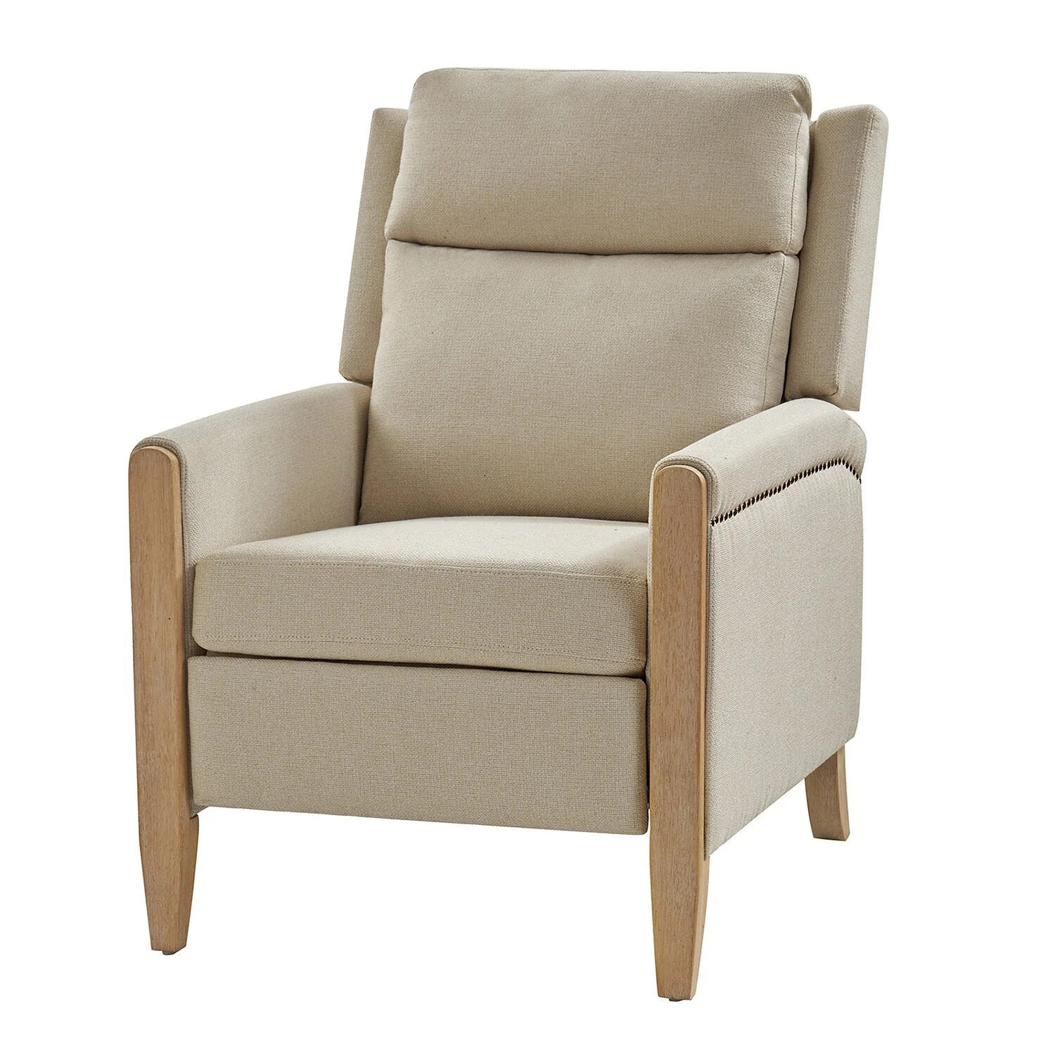 Suares Transitional Nailhead Manual Recliner with Solid Wood Legs by HULALA HOME