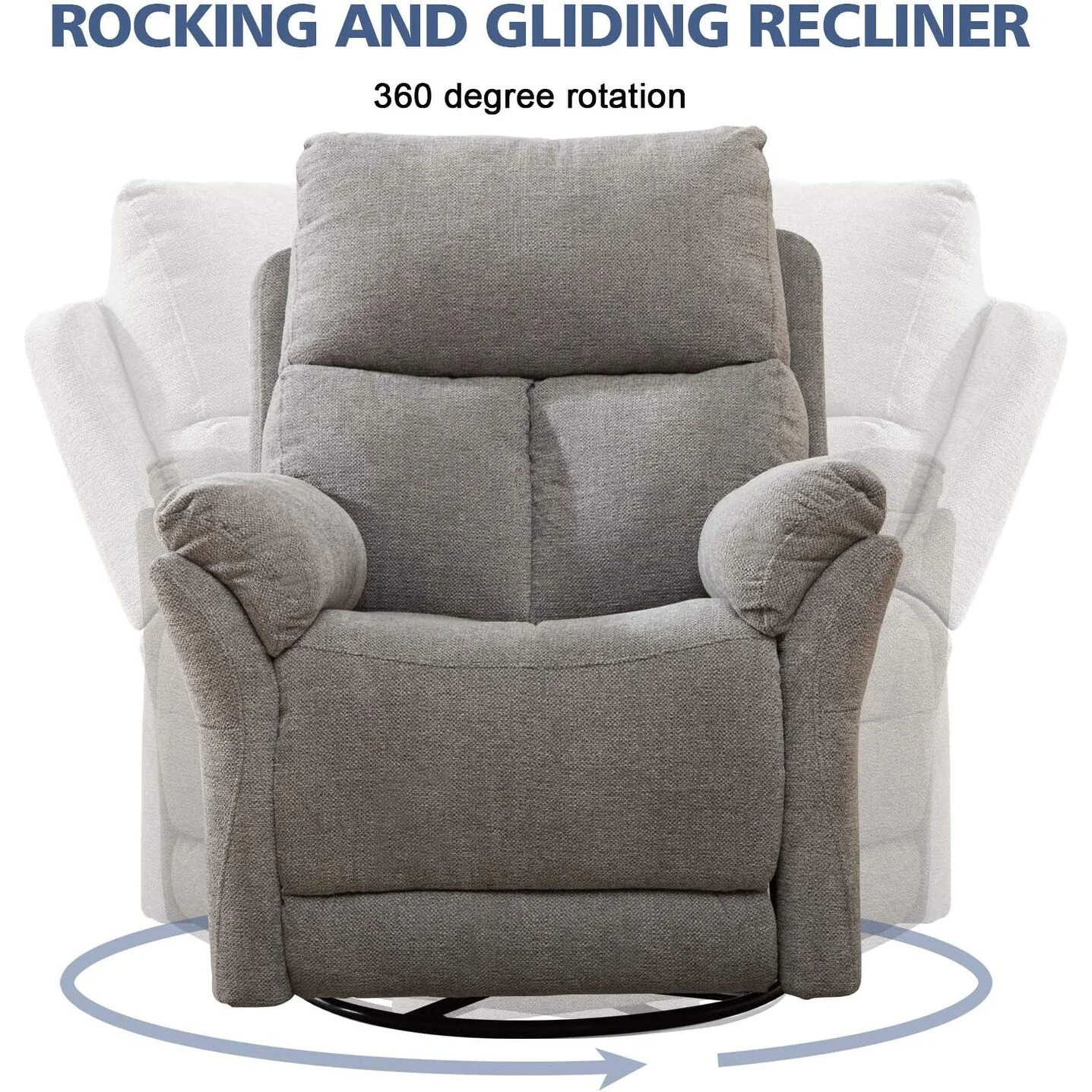 Fabric Overstuffed Swivel Rocker Manual Recliner Chair
