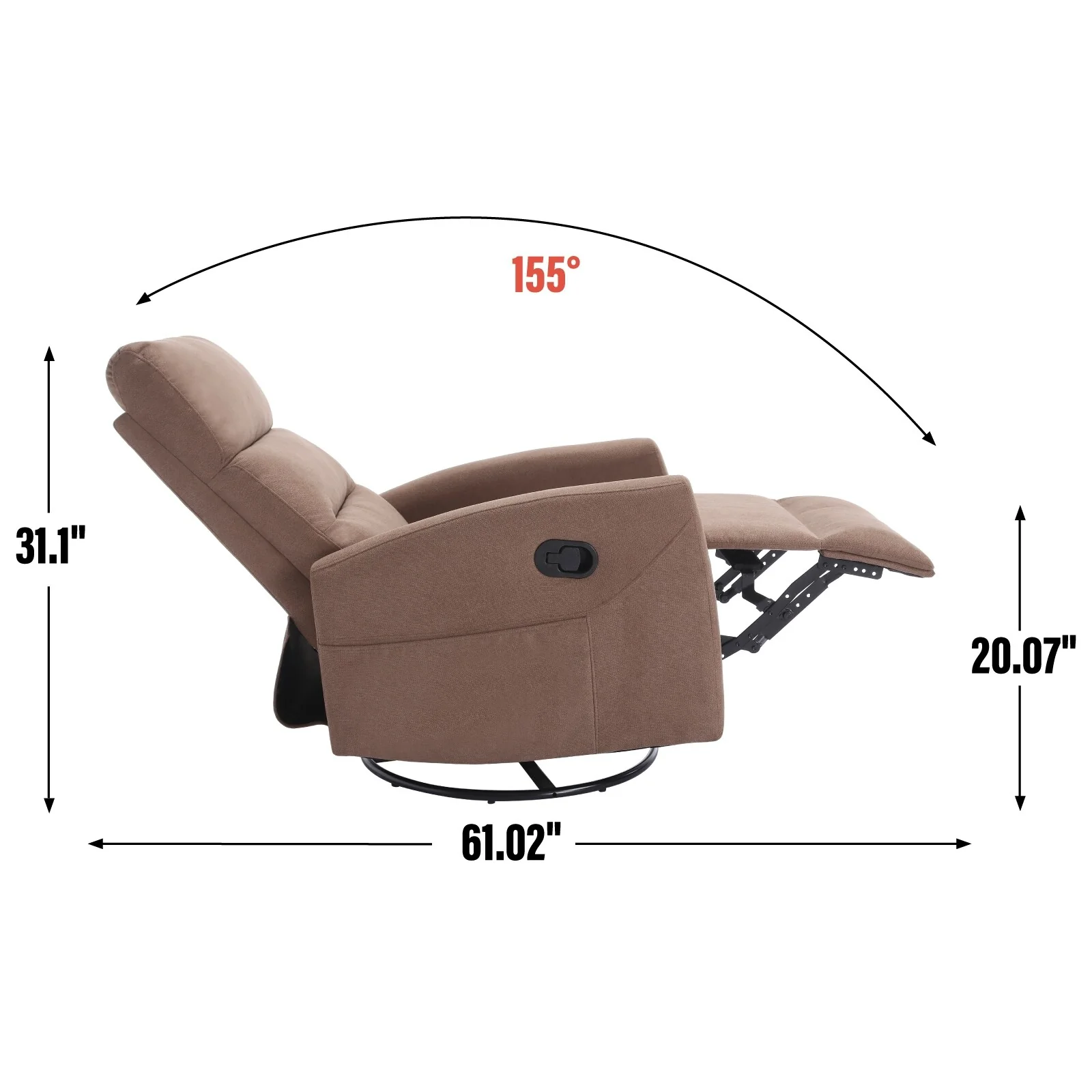 Manual Recliner Chair with Rocker and Swivel