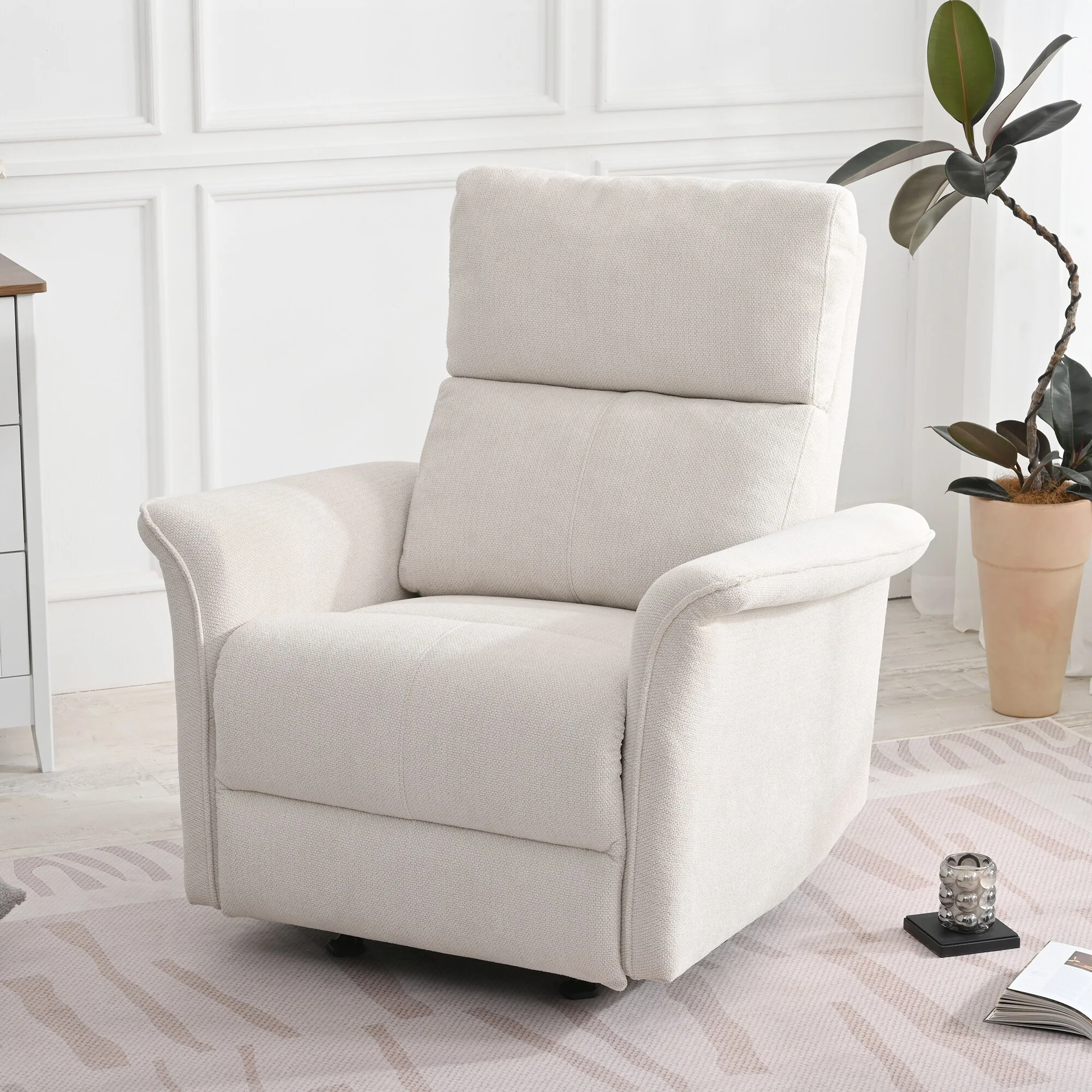 Manual Rocker Recliner Chair,Manual Rocking Glider Recliner,Fabric Nursery Chair,Single Sofa Recliner,Wide Armrests