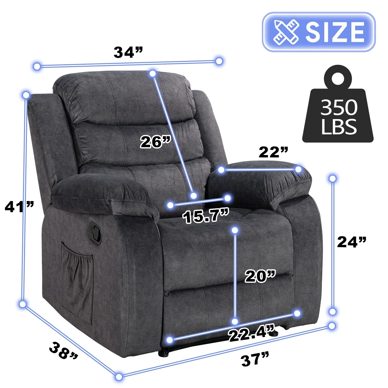 Super Soft Manual Heated and Massage Recliner Chair