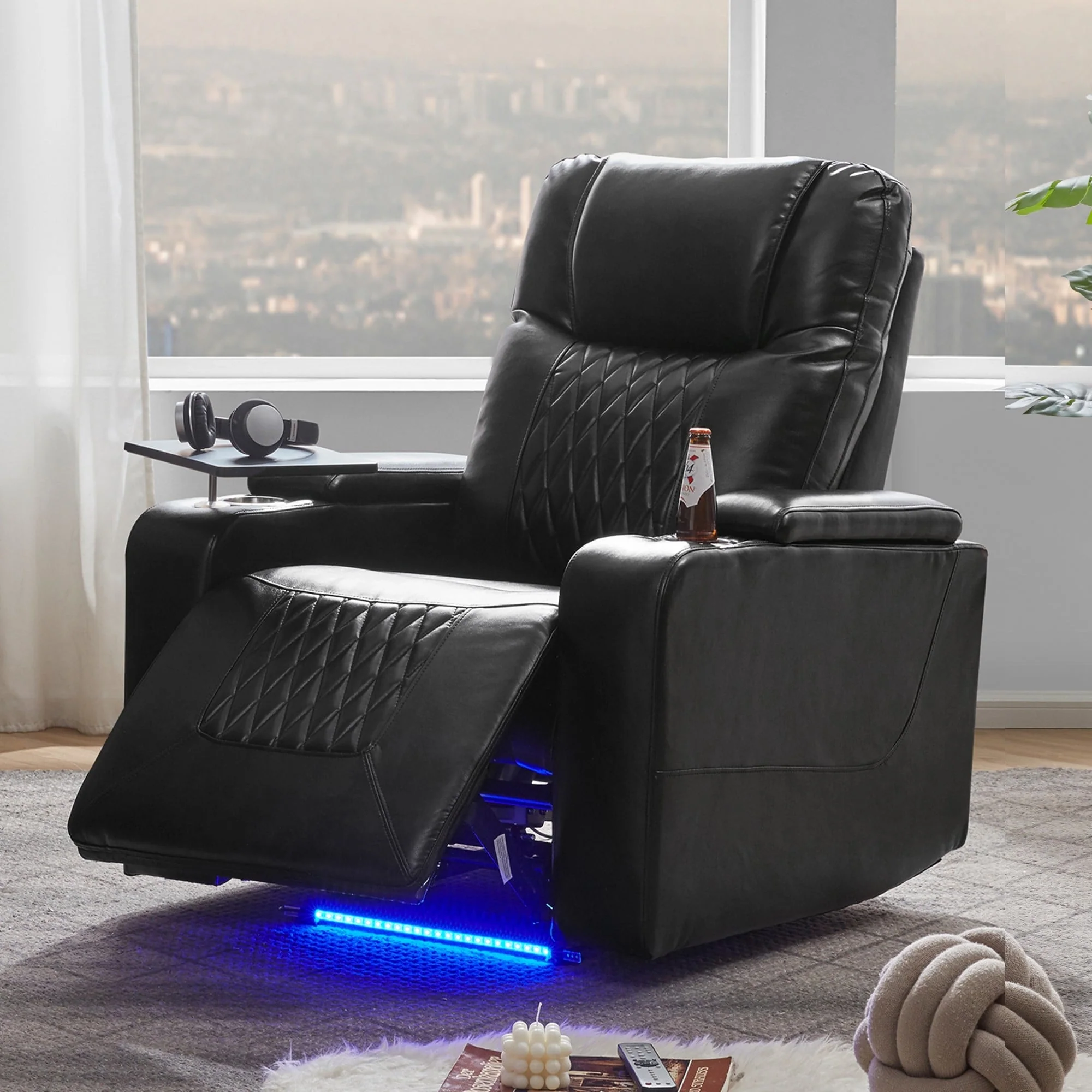 Nestfair Power Motion Recliner with 2 Cup Holders and 360�� Swivel Tray Table