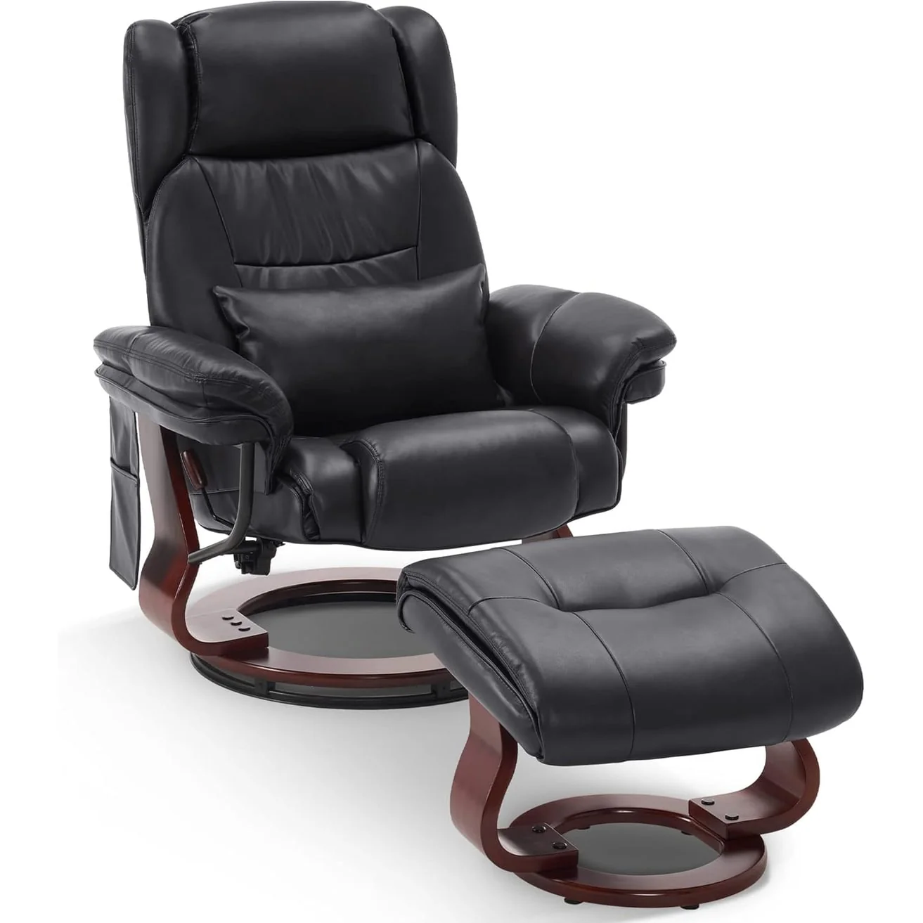 MCombo Swivel Recliners with Ottoman, Vibration Massage TV Chairs with Side Pocket