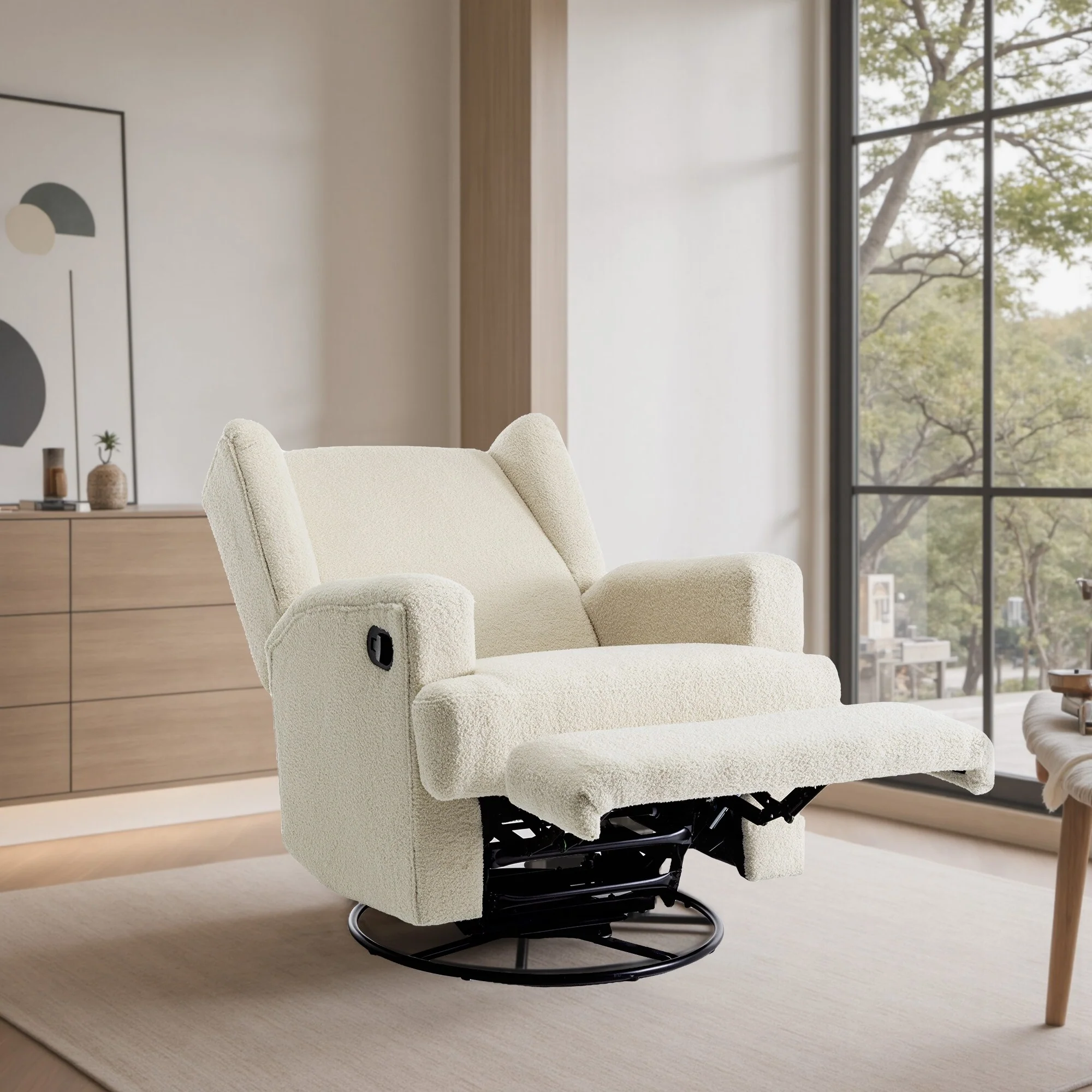31'' W Wingback Manual Glider Swivel Rocker Recliner Nursery Chair