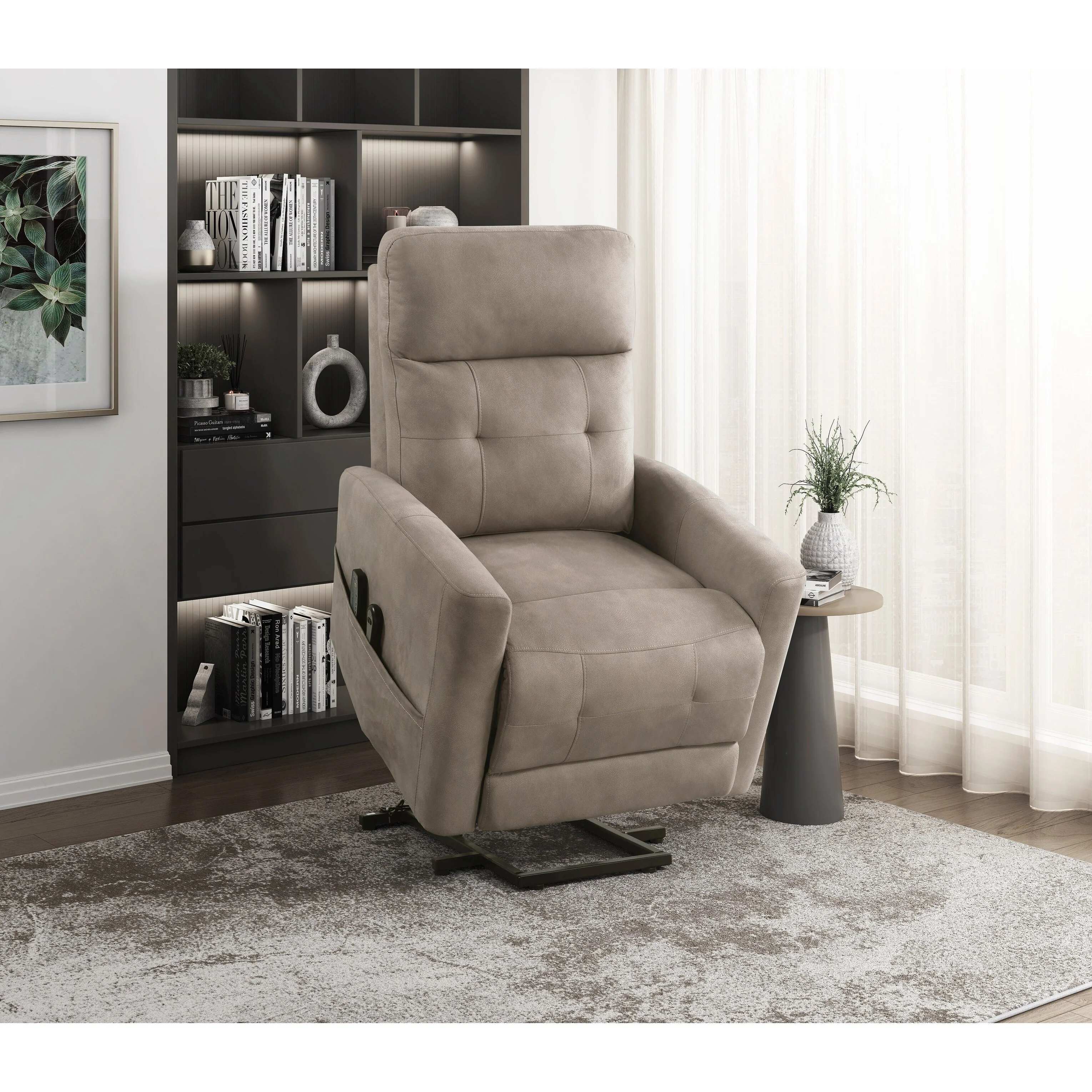 Power Lift Chair with Massage and Heat Comfort Brown Microfiber Upholstery Living Room Power Reclining Motion Chair