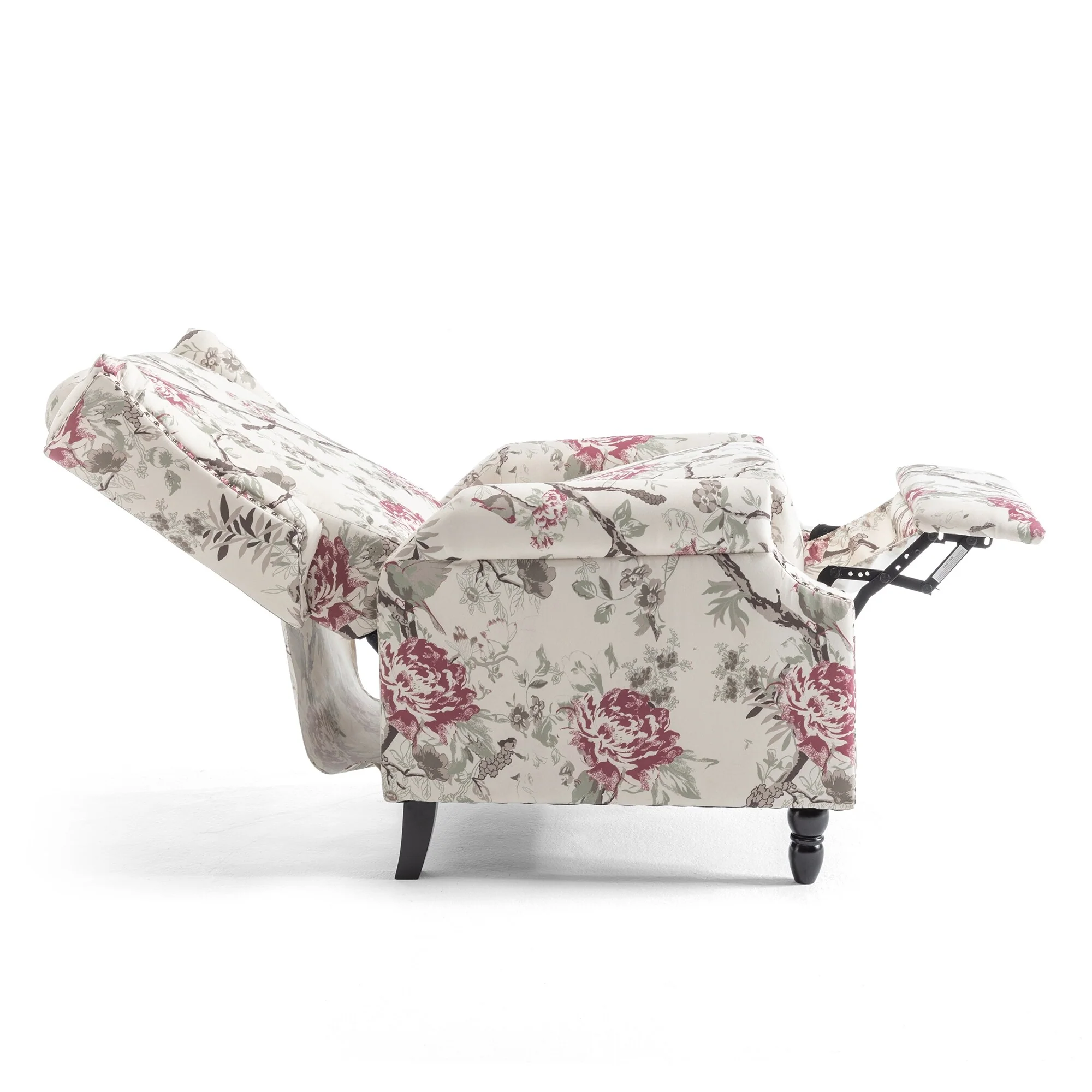 Linen Manual Upholstered Recliner with Wood Legs