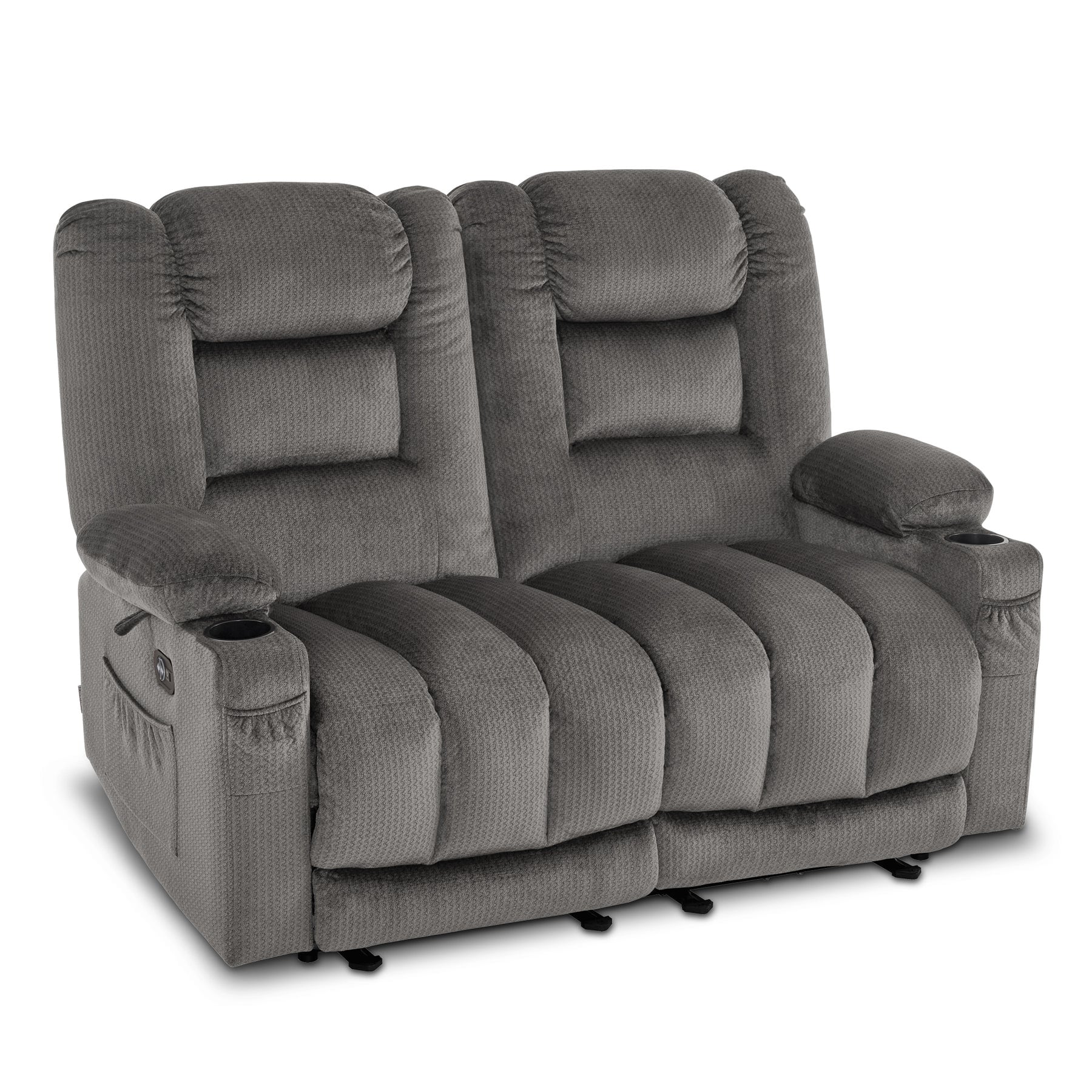 MCombo Power Reclining Loveseat Sofa with Heat and Massage, Fabric PR648