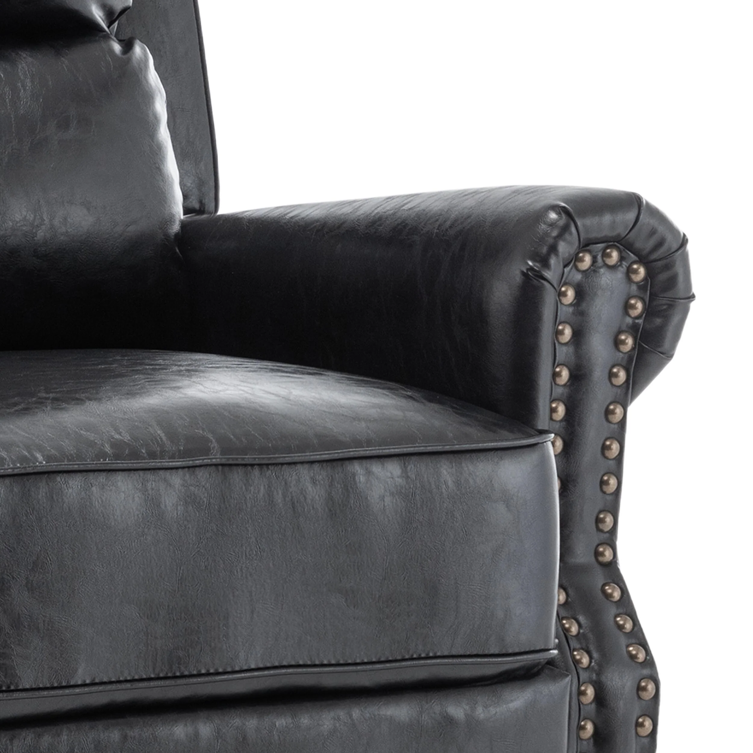 2 Set Nail-head Padded Seat Pushback Recliner Chair