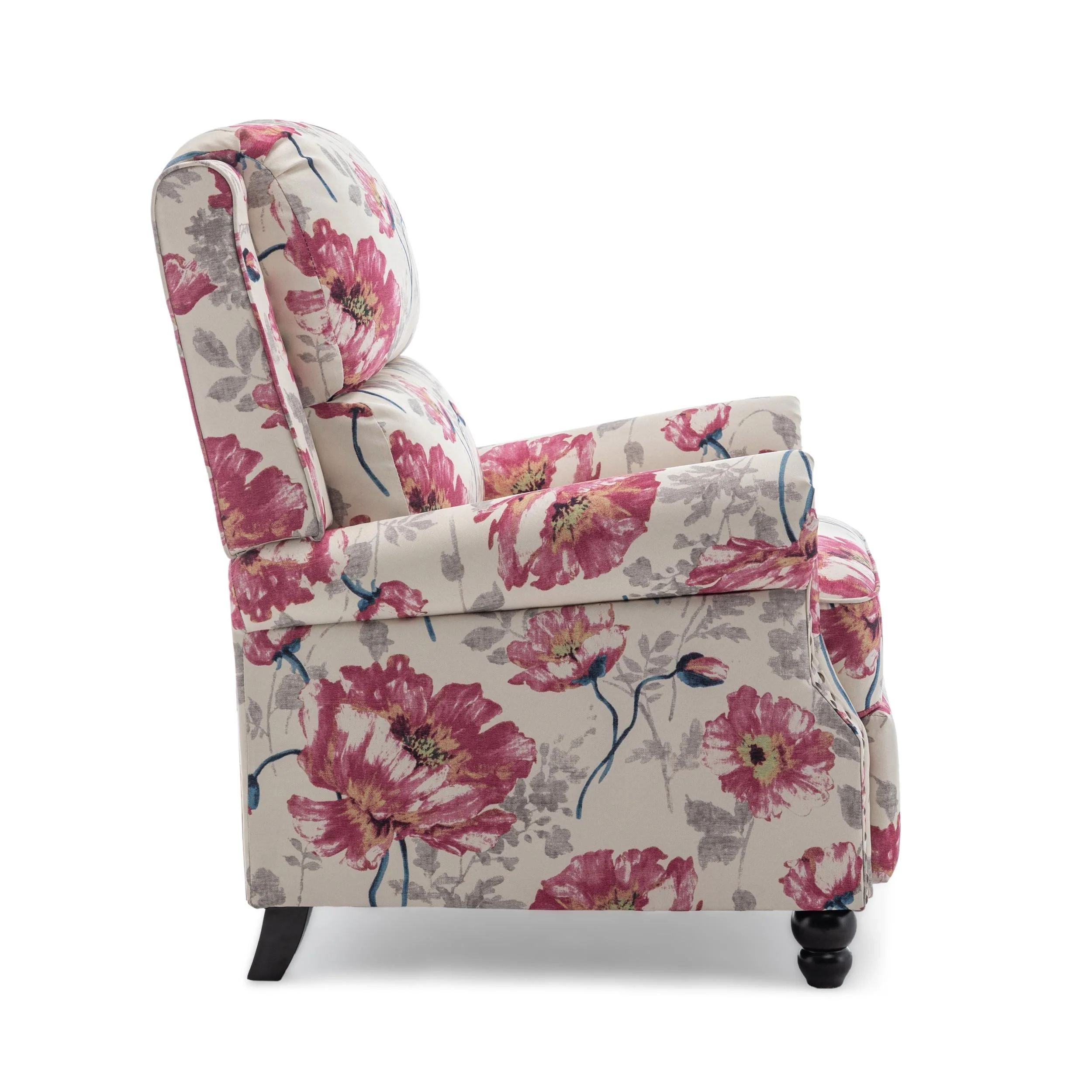 2 Set Manual Pushback Recliner Chair with Nailhead Trim