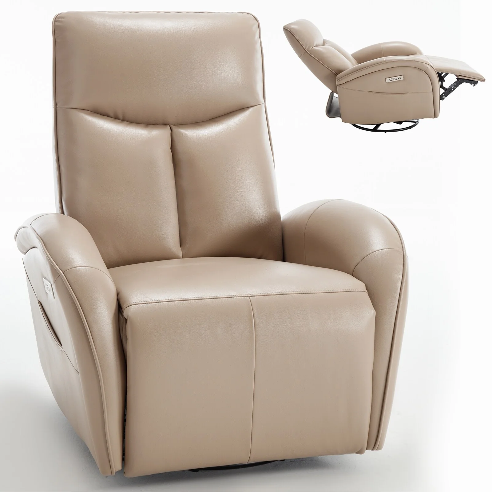 Armless Power Glider Swivel Recliner Chair with USB & High Back