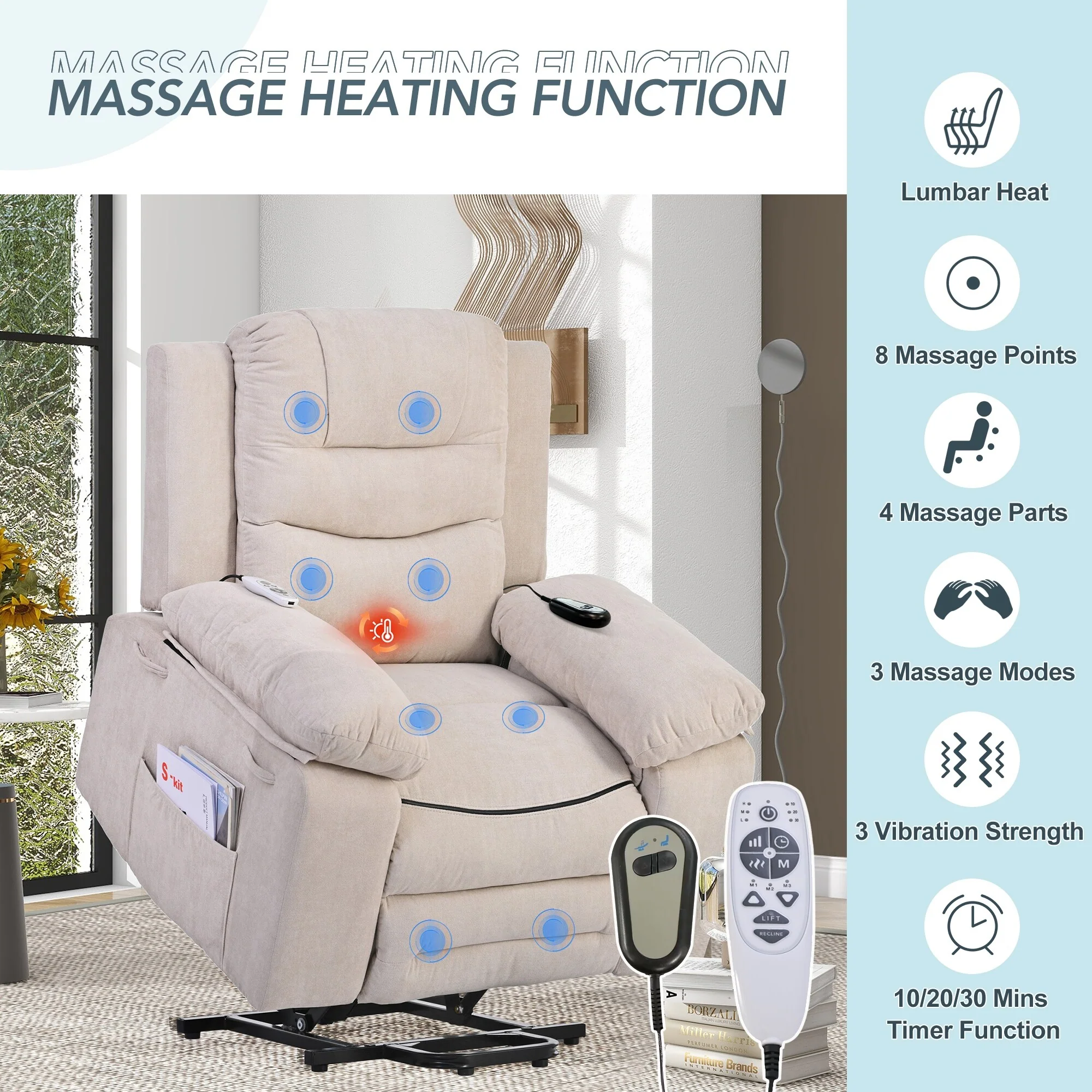 Massage Recliner,Power Lift Chair for Elderly