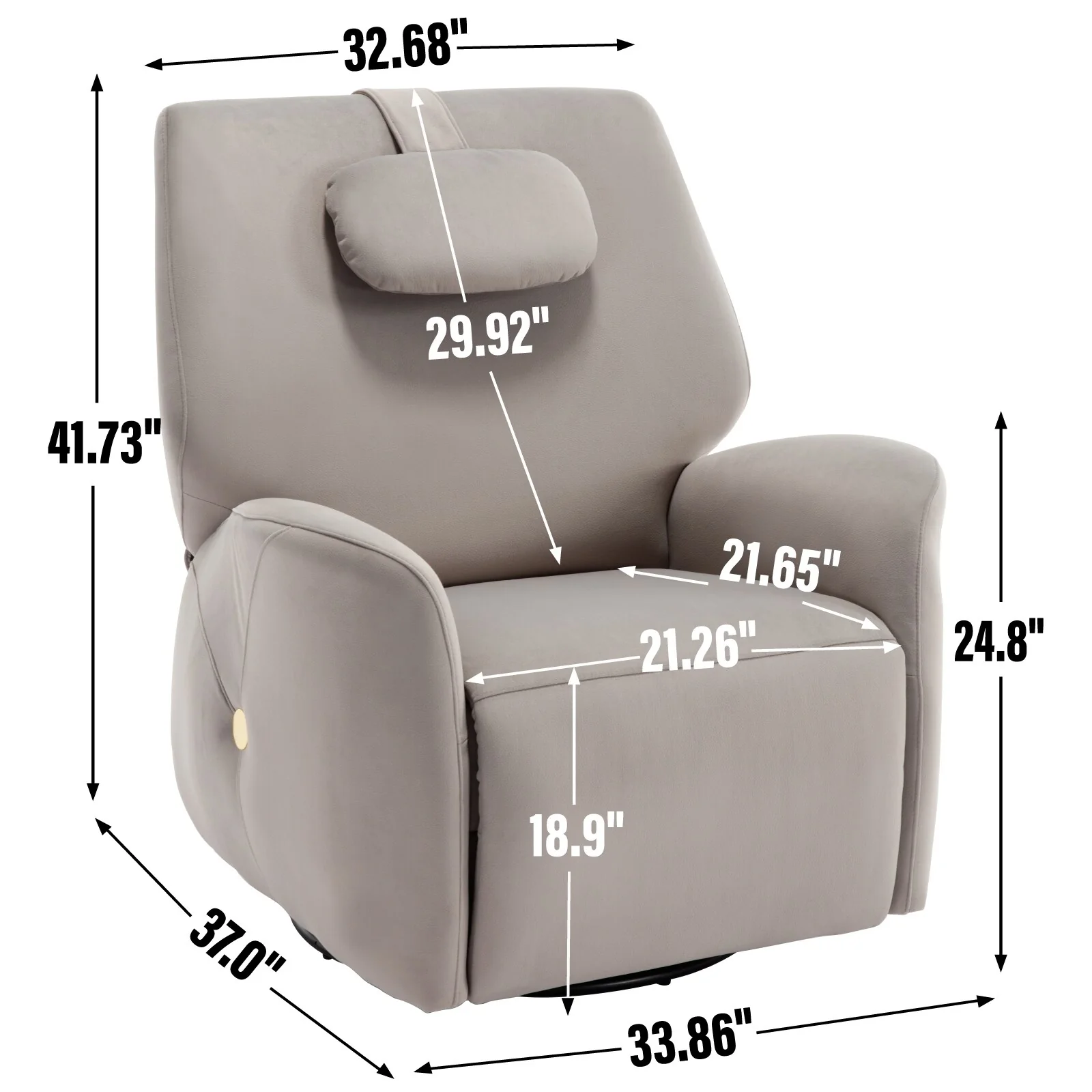 Swivel and Rocker Power Recliner Chair with Lumbar