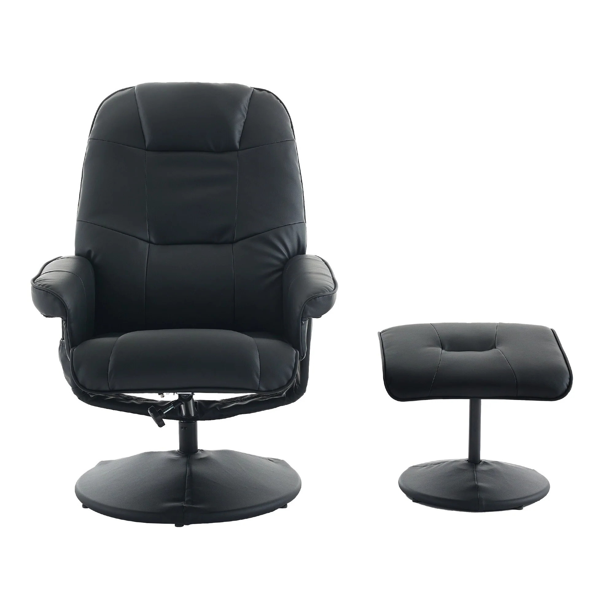 Massage Recliner Chair with Ottoman, 360�� Swivel PU Leather Reclining Chair with Wrapped Base, 5 Point Vibration Massag