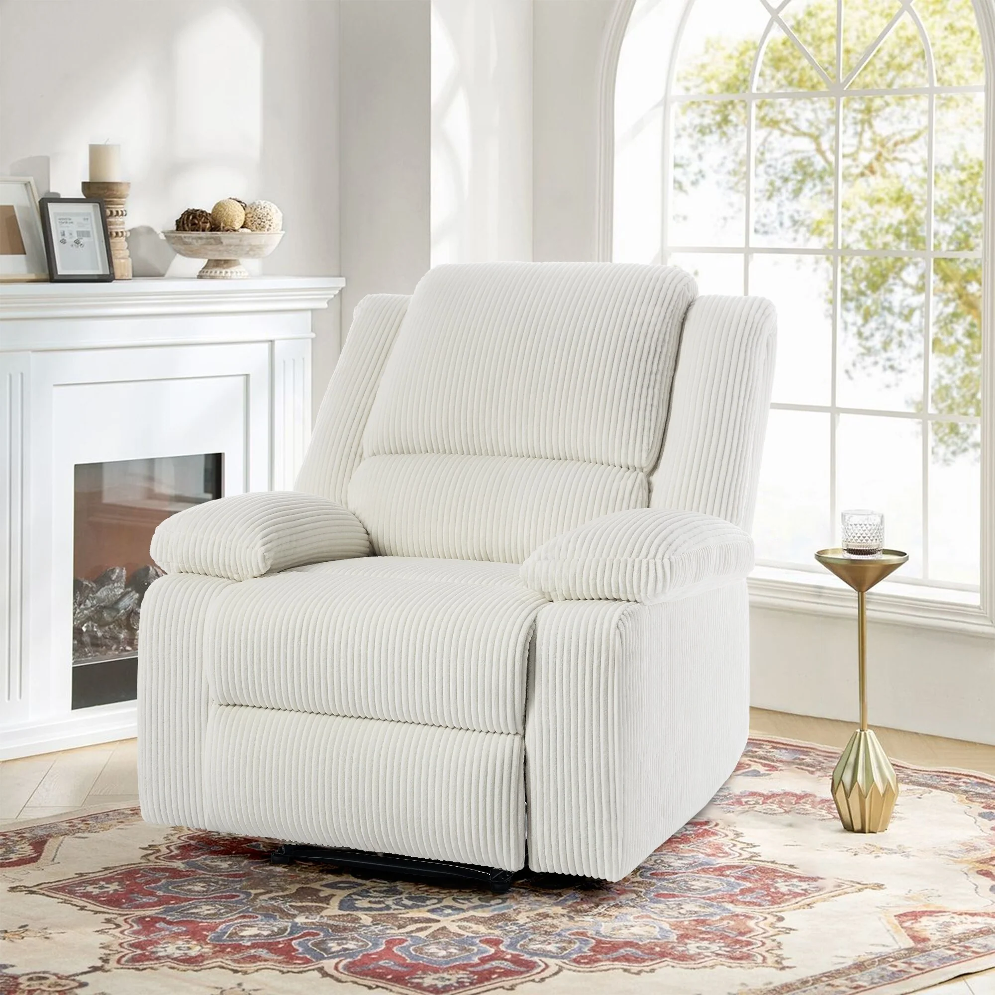 Vegan Leather Upholstered Push Back Manual Recliner Chair