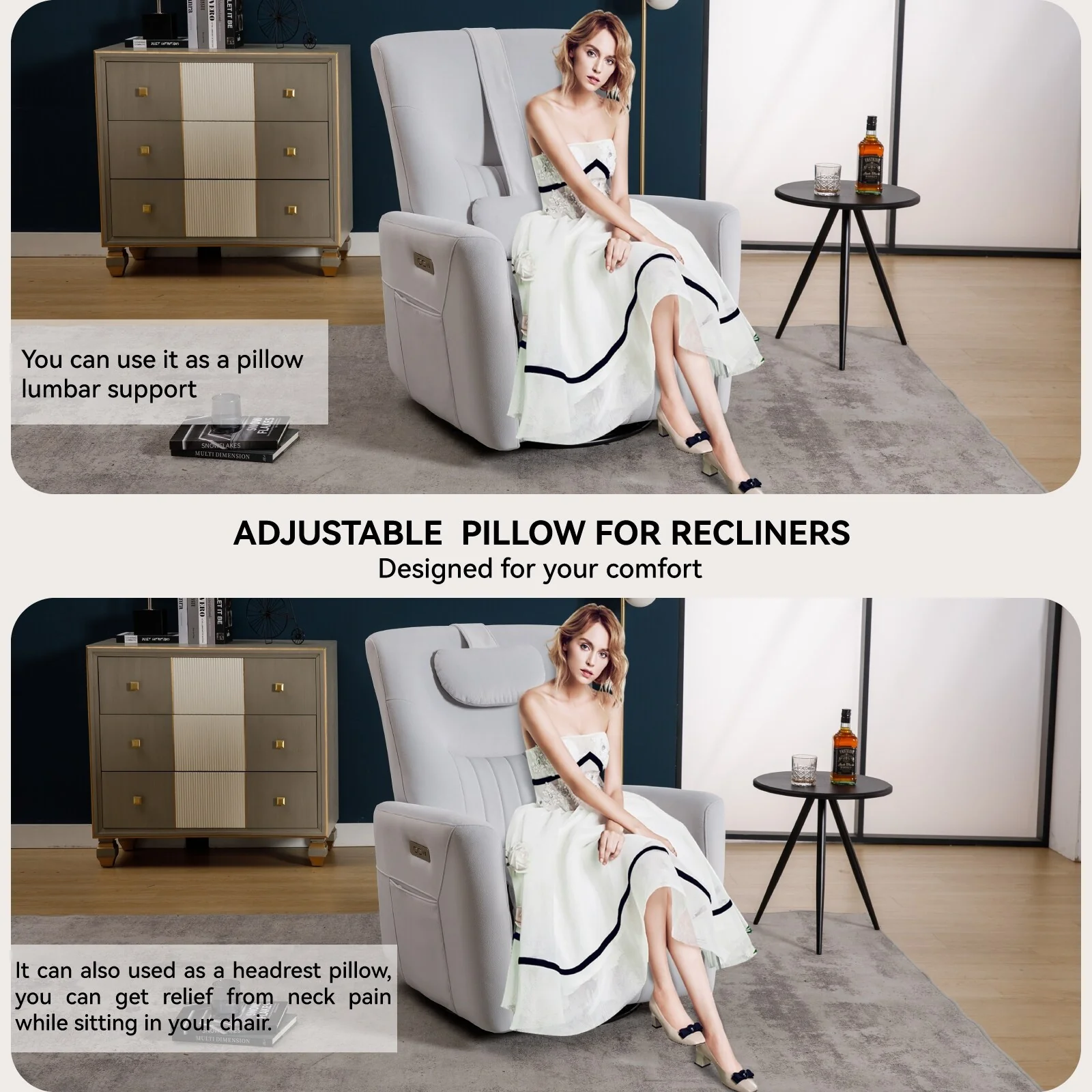 Swivel and Rocker Power Recliner Chair with Lumbar