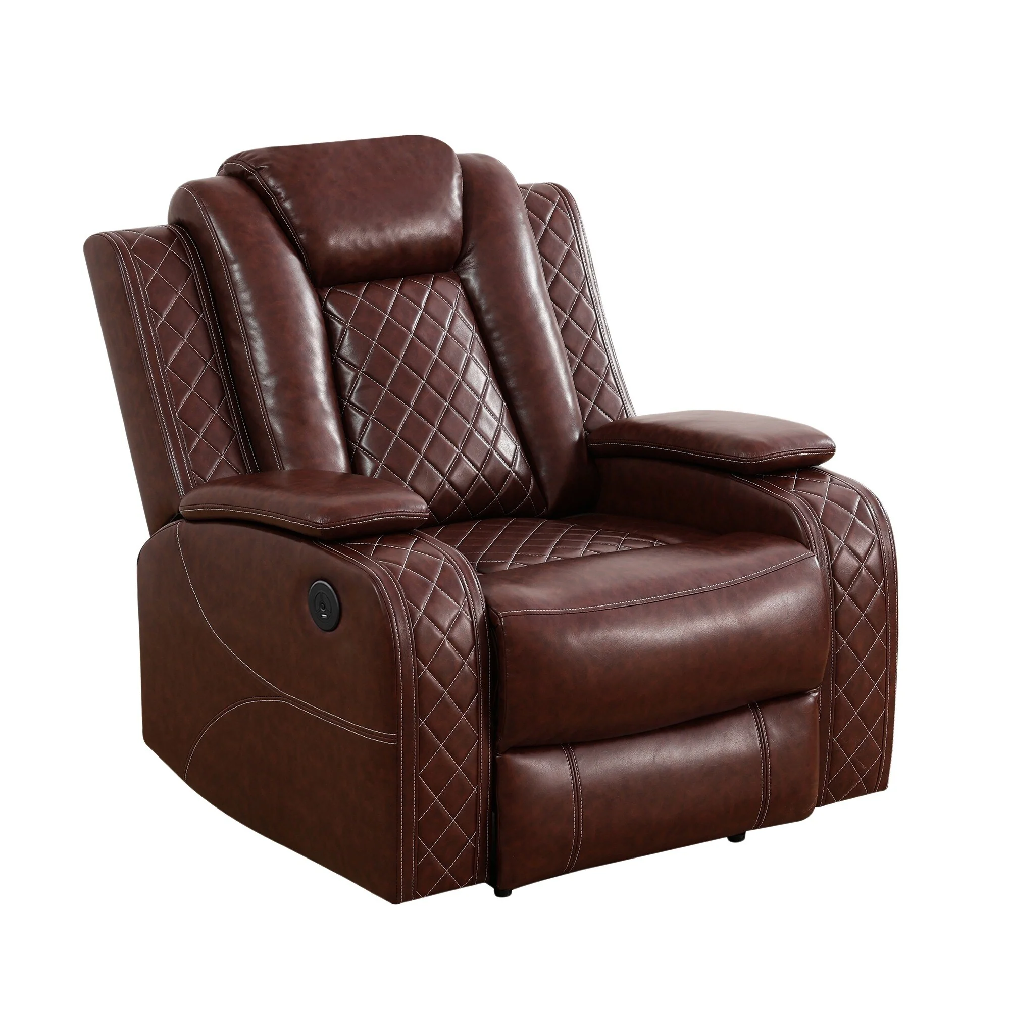 Modern Breathing Leather Recliner Chair with Ambient Lighting and USB-Powered LED