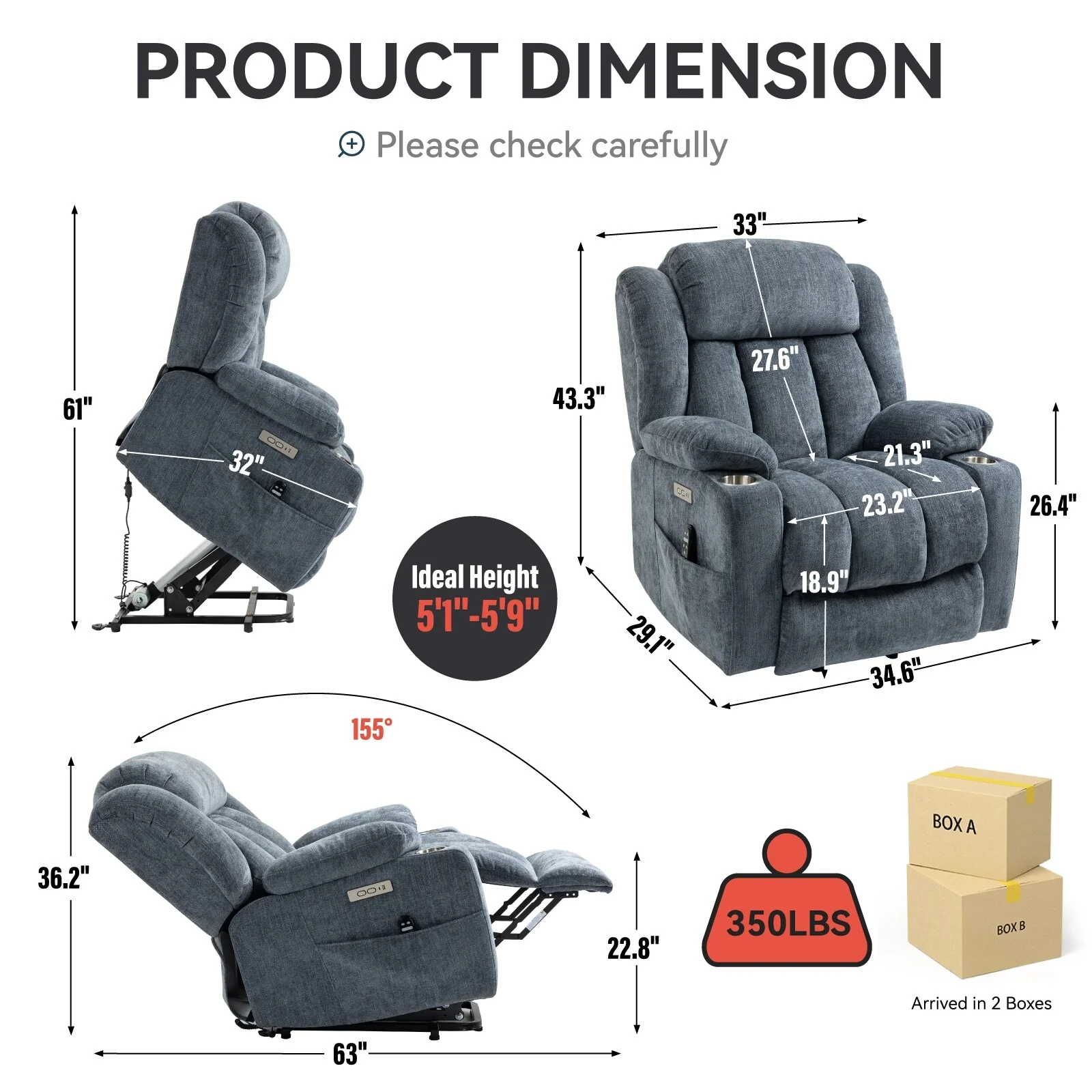 Chenille Power Lift Recliner Chair