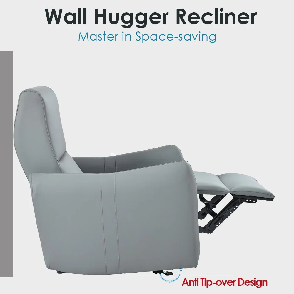 PU Leather Wall?Hugger Power Recliner Chair with USB?C & 330?lbs Capacity