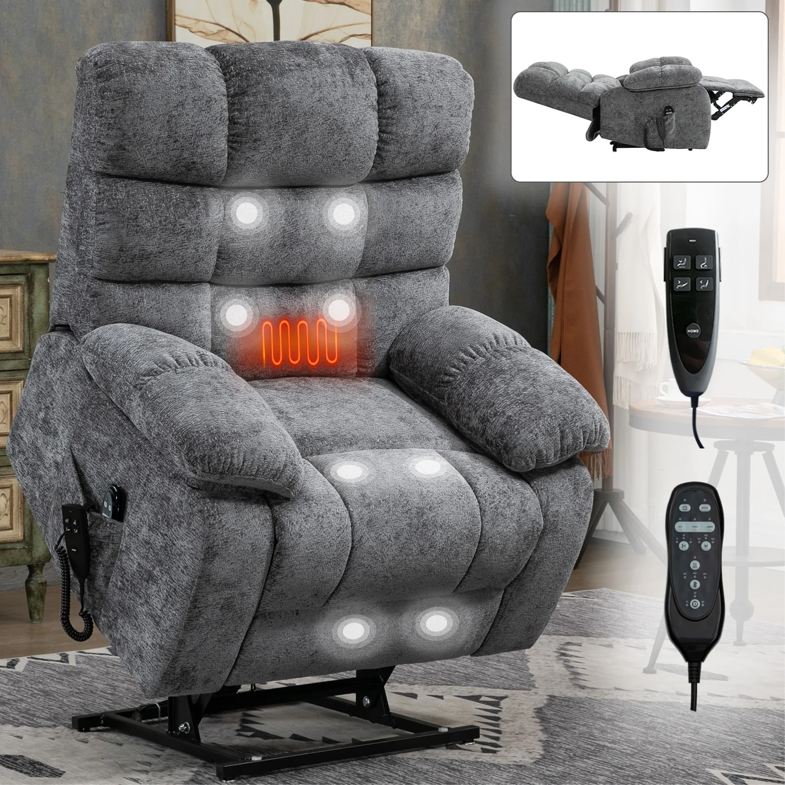 Large Manual Upholstered Recliner Chair