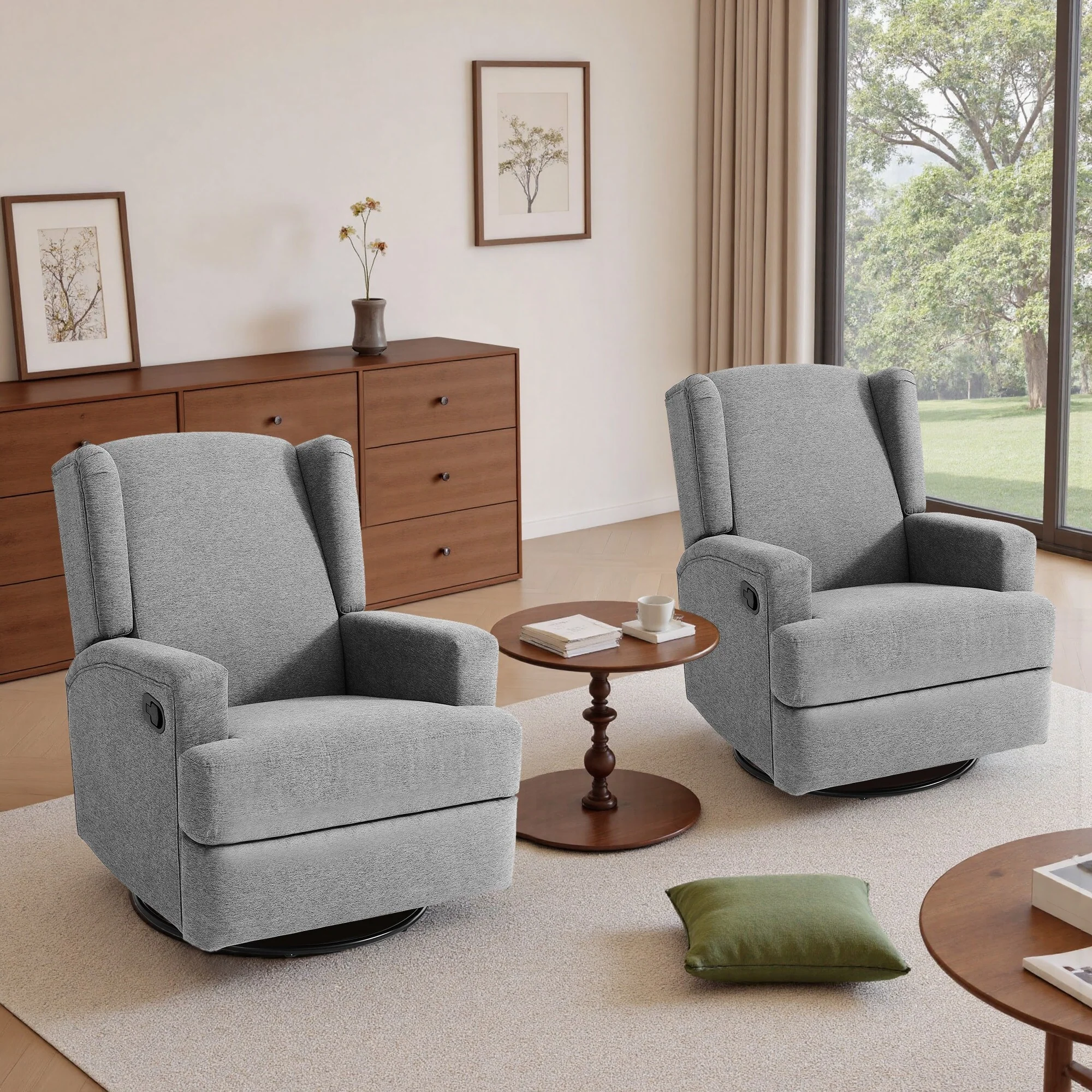 31'' W Manual Glider Swivel Glider Rocker Recliner Nursery Set of 2