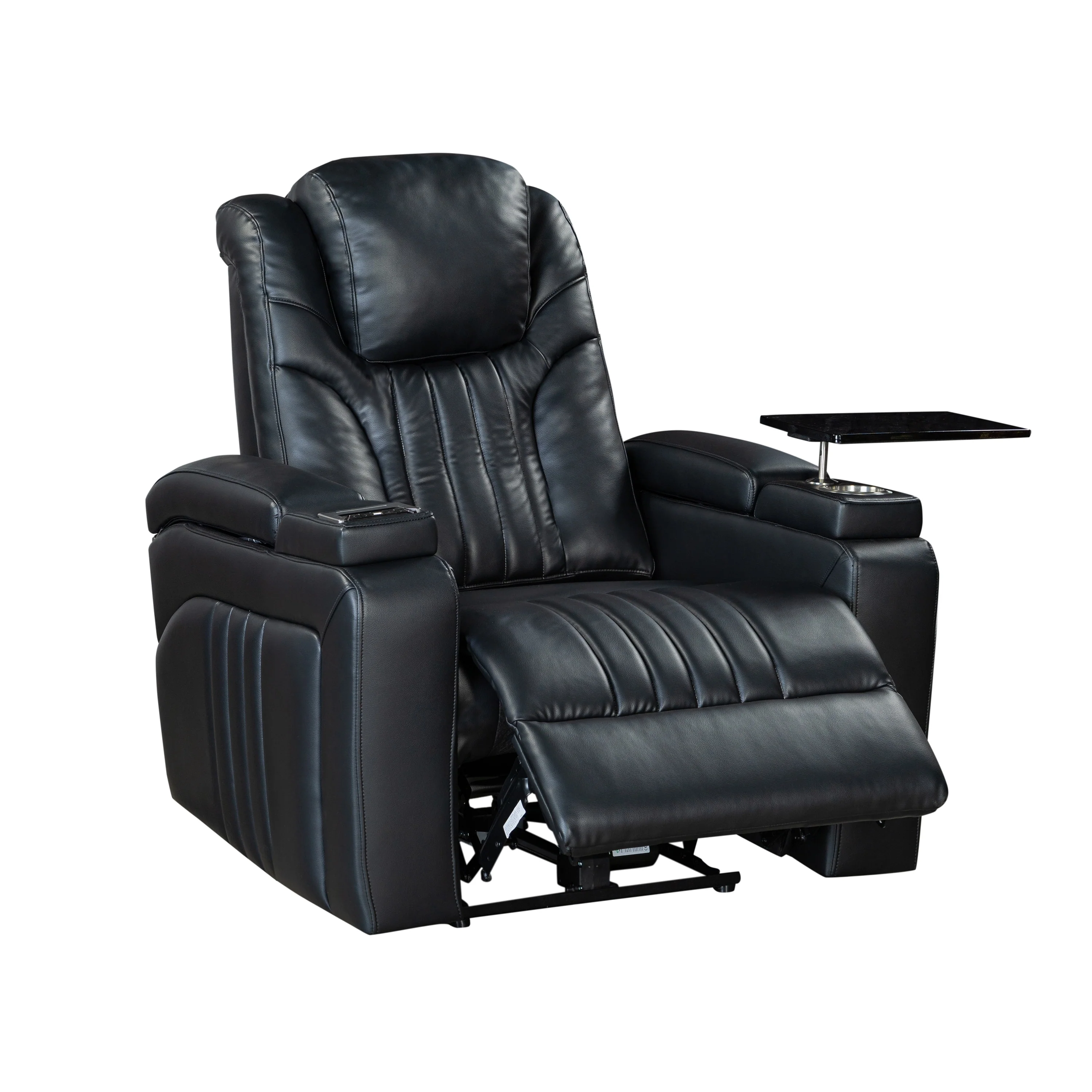PU Leather Power Recliner Home Theater Recliner with Power Adjustable Headrest, Wireless Charging Device, USB Port, Storage Arms