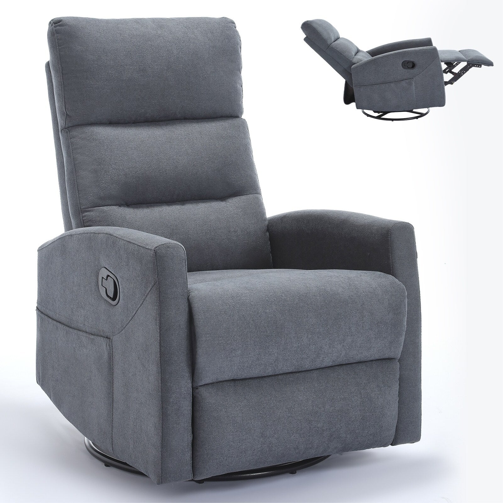 Manual Recliner Chair with Rocker and Swivel