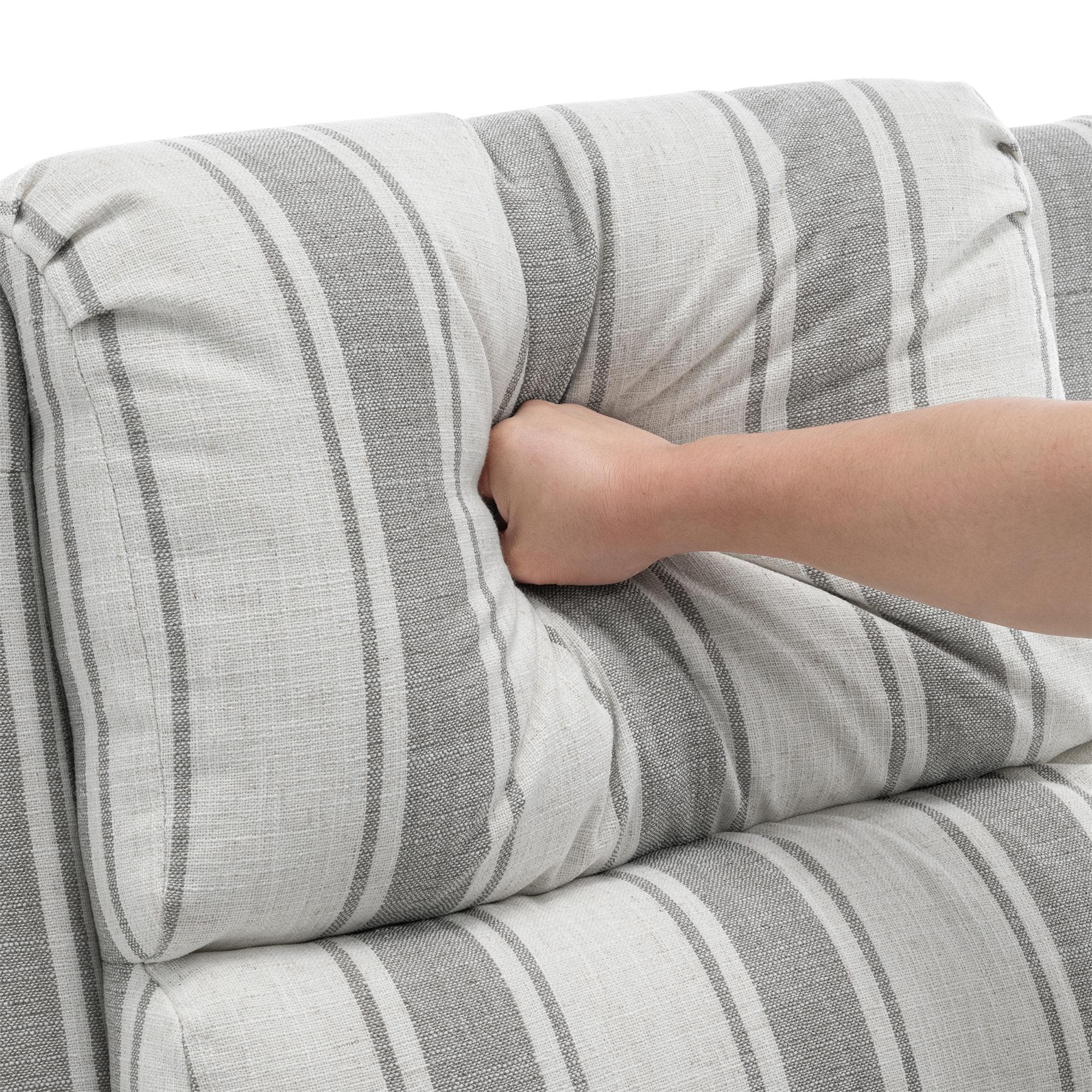 Mid-Century Nailhead Pu Leather Linen Recliner