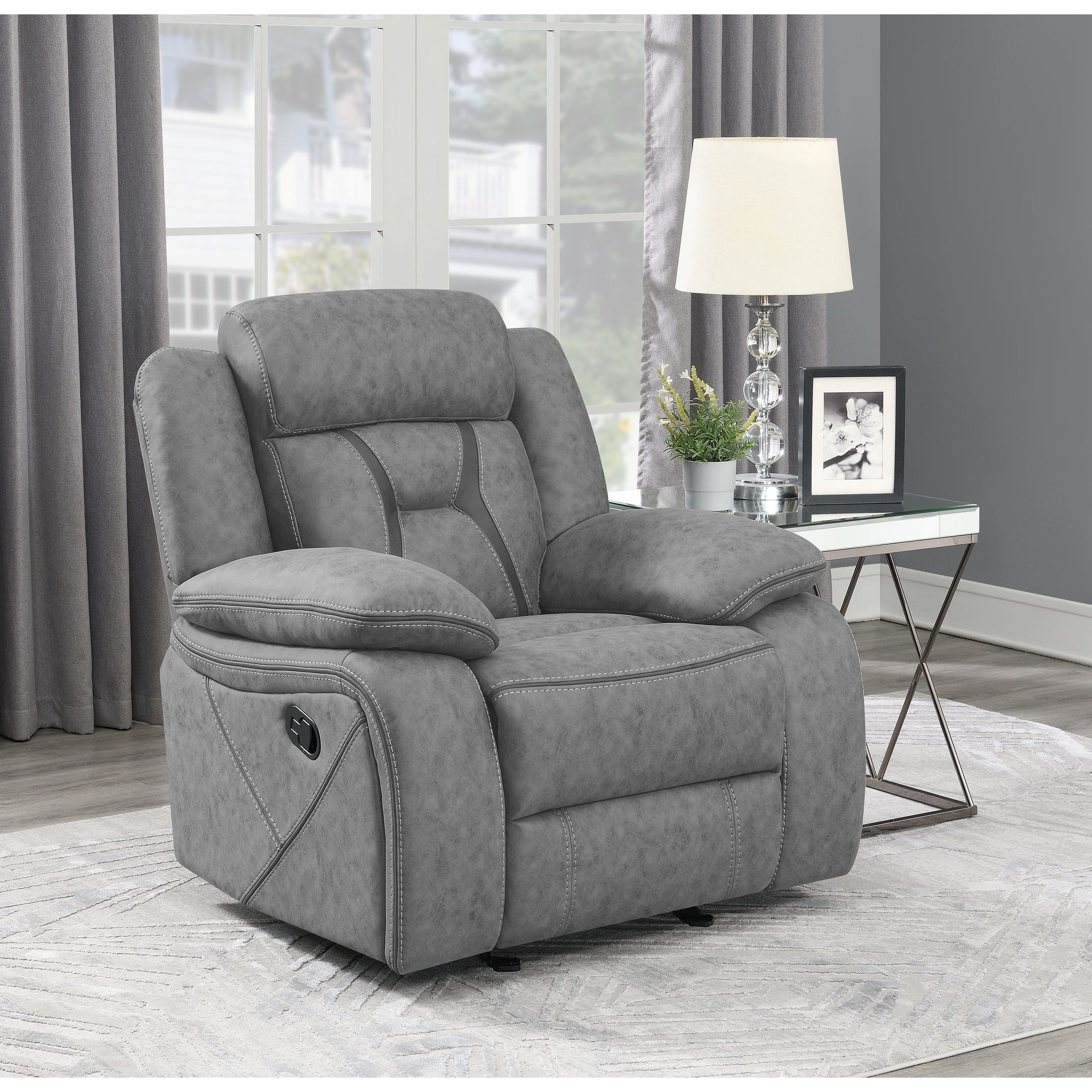 Higgins Overstuffed Upholstered Glider Recliner