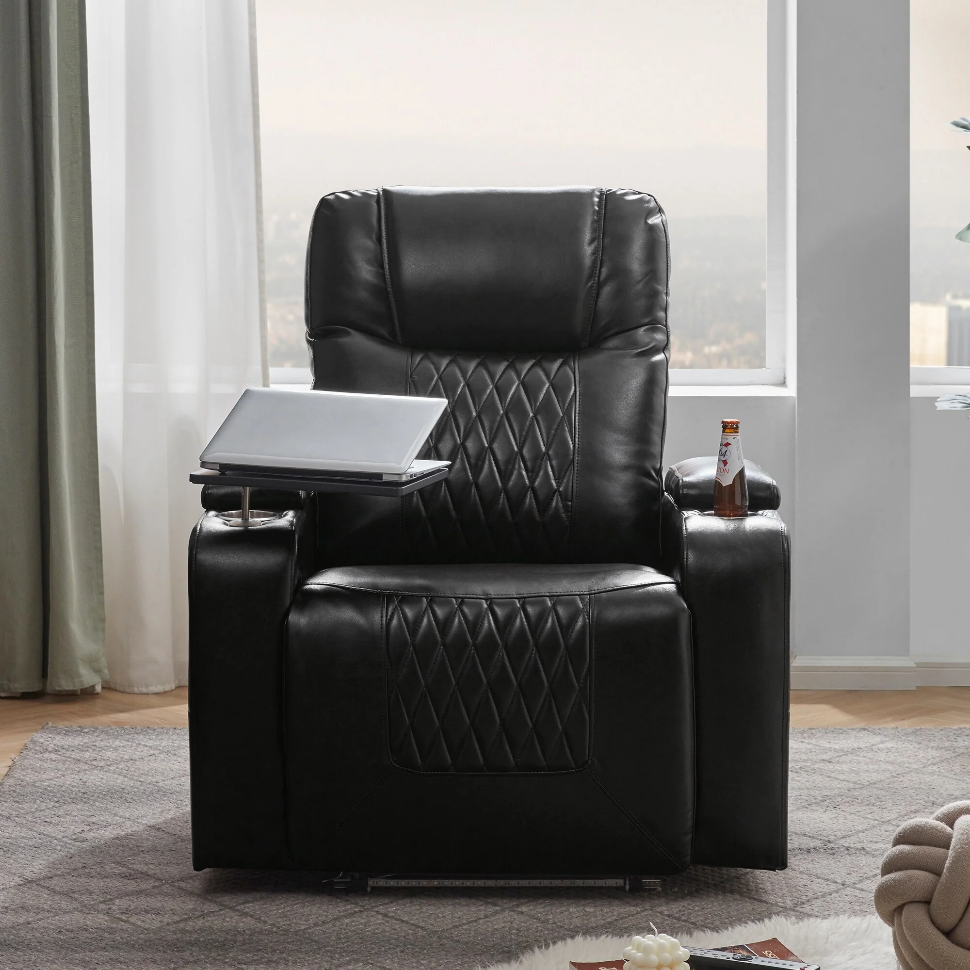 Nestfair Power Motion Recliner with 2 Cup Holders and 360�� Swivel Tray Table