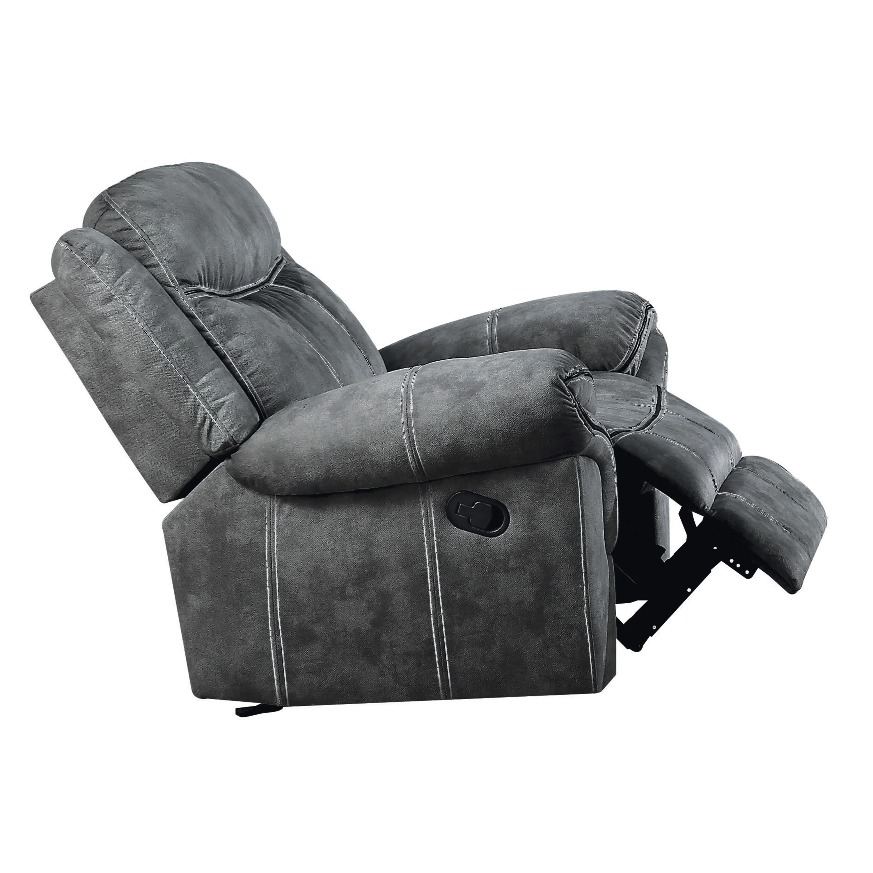 Two Tone Gray Velvet Glider Recliner