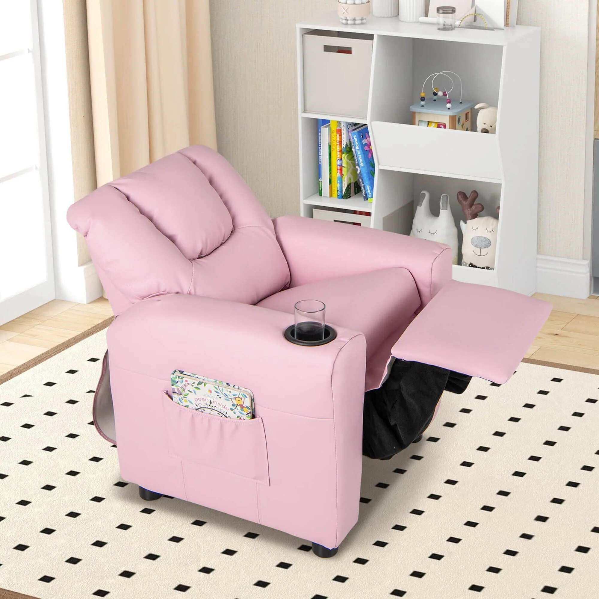 Costway Kids Recliner Chair with Cup Holder  Side Pocket Adjustable