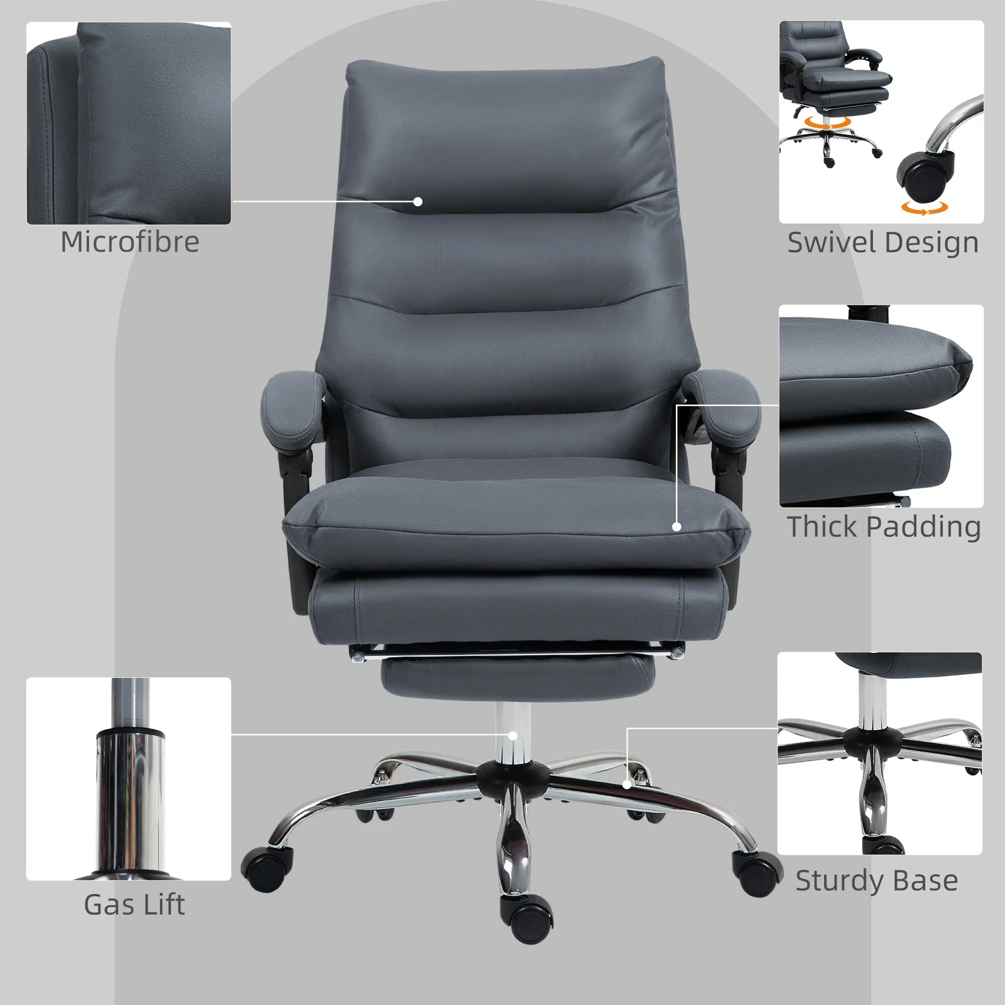 Vinsetto Microfibre Vibration Heated Reclining Massage Office Chair