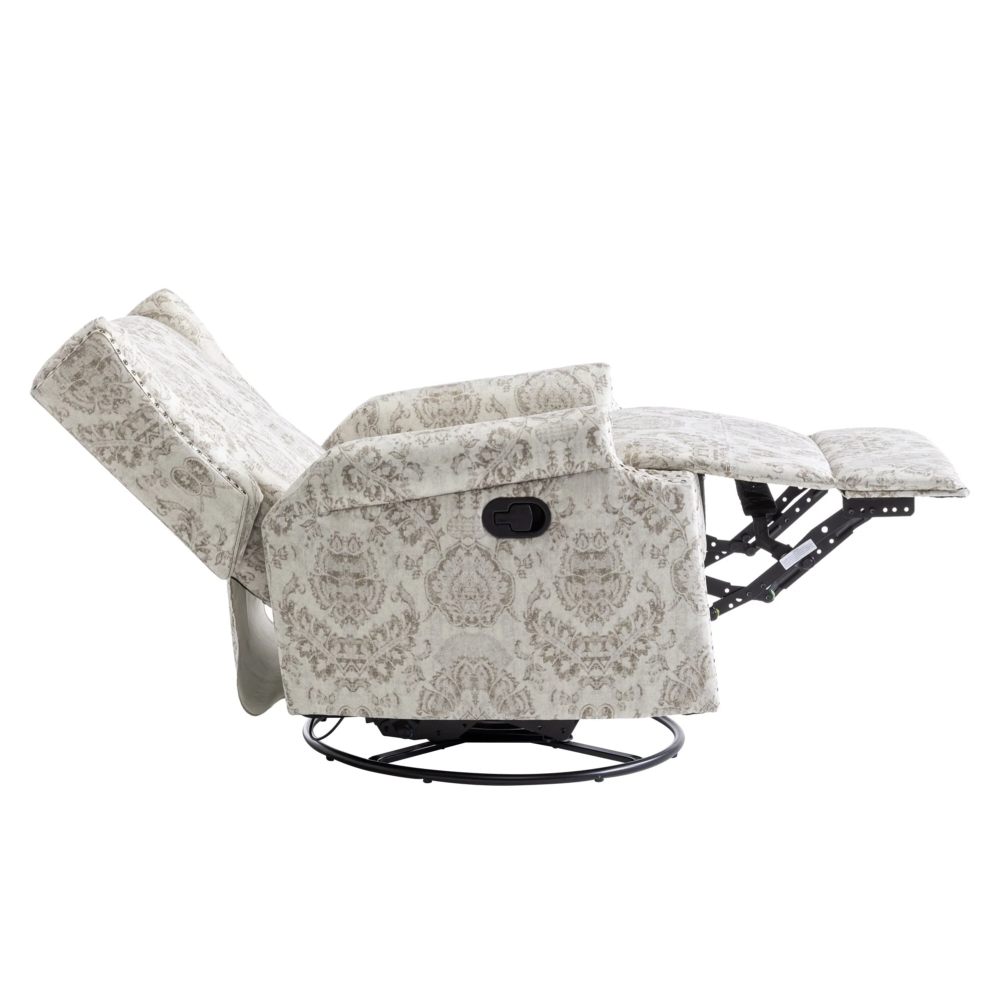 Linen Manual Swivel Base Recliner Chair with Footrest