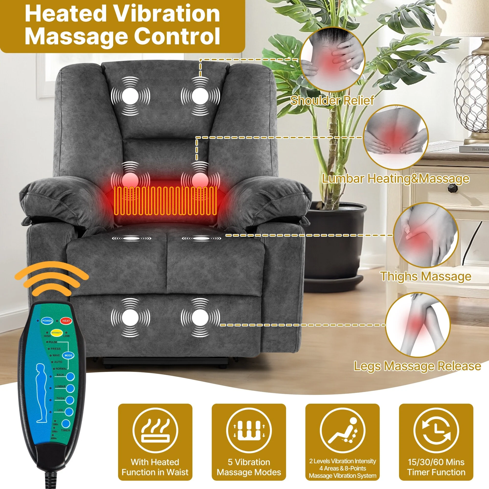 Power Lift Recliner Chair Sofa for Elderly with Massage
