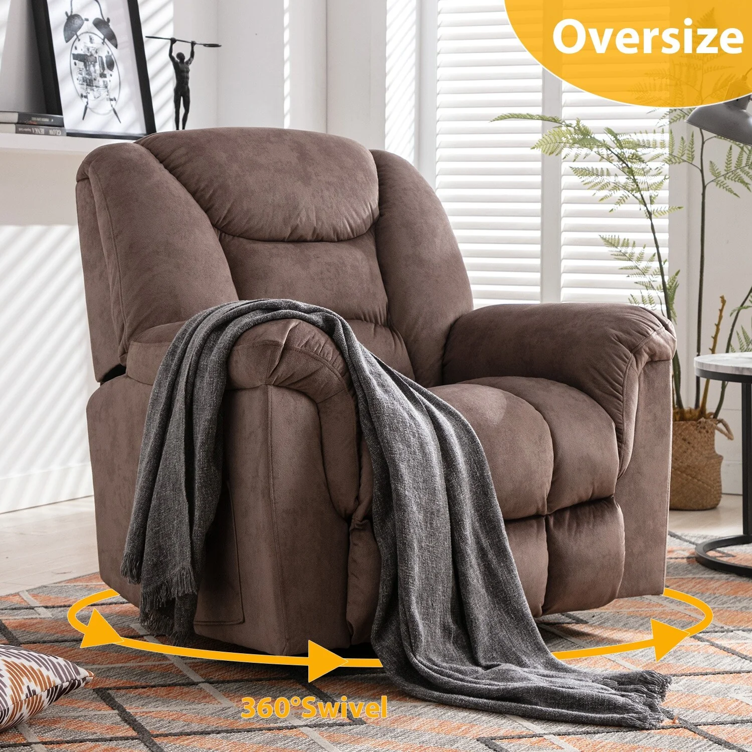 Rocker Recliner Chair Oversized Manual 360�� Swivel Recliners for Living Room