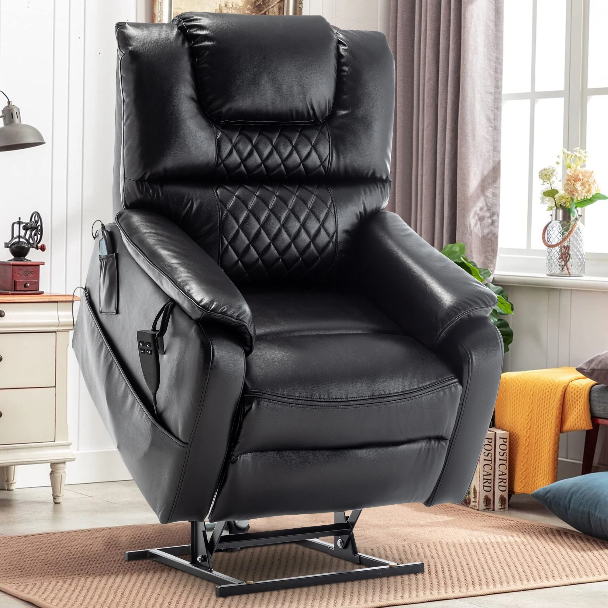 35.5W Dual Electric Power Lift Recliner,MassageHeat,180 degrees