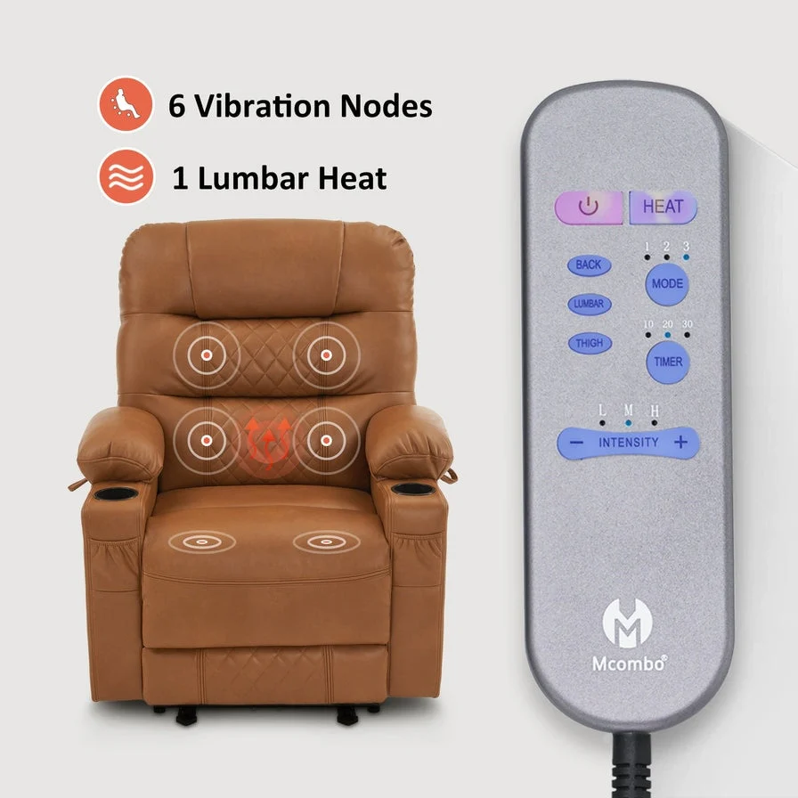 MCombo Electric Power Recliner Chair with Heat and Massage, Leather PR621