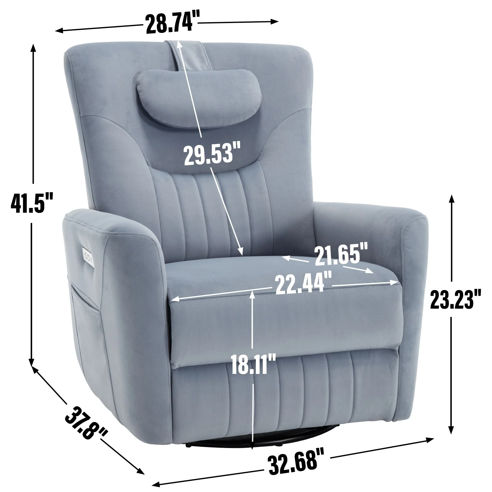 Swivel and Rocker Power Recliner Chair with Lumbar