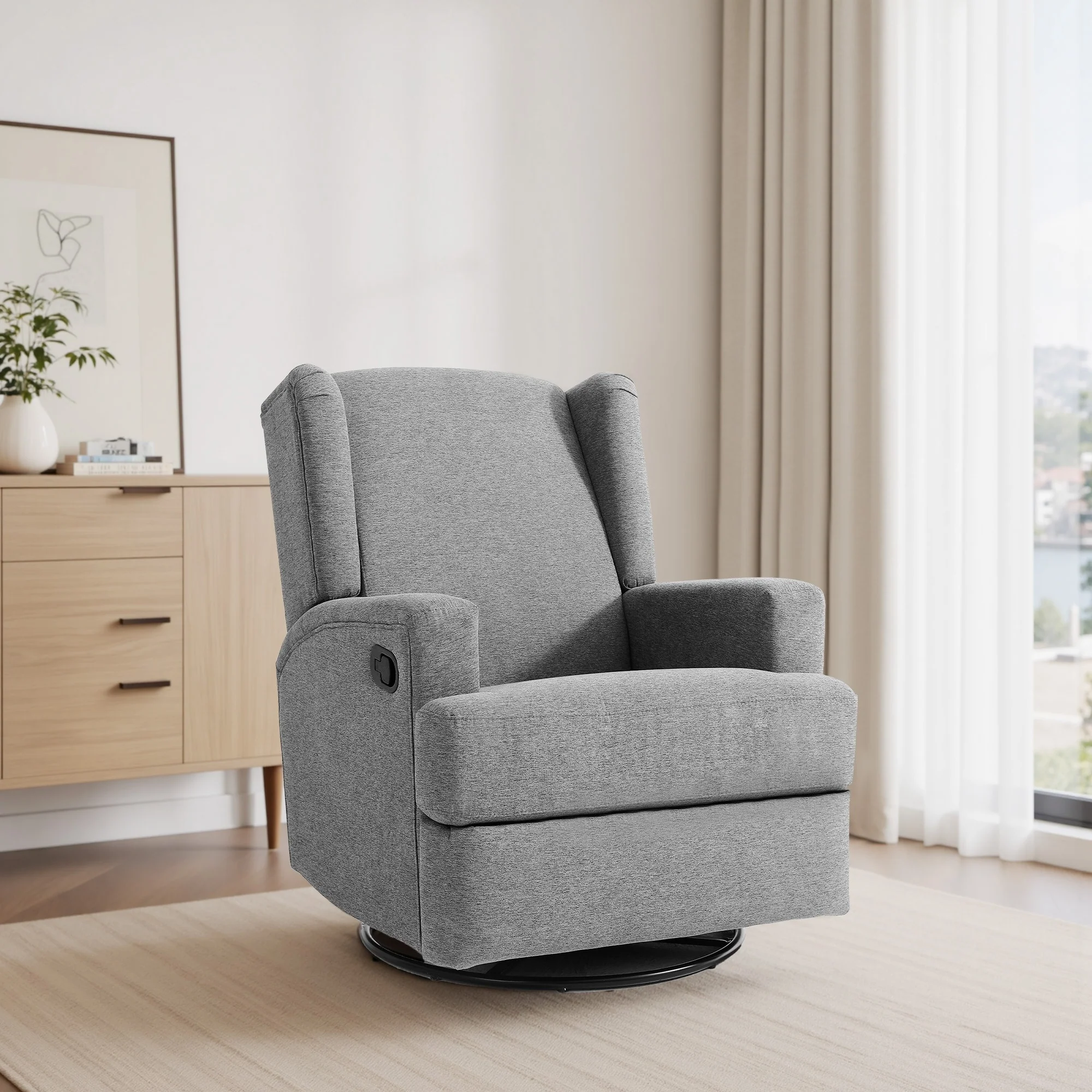 Swivel Wingback Glider Rocker Nursery Recliner Chair