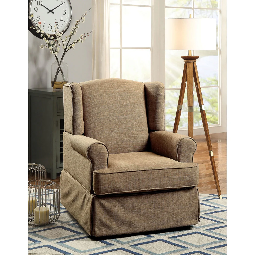 Keal Transitional Fabric Upholstered Skirted Glider Rocker Chair by Furniture of America