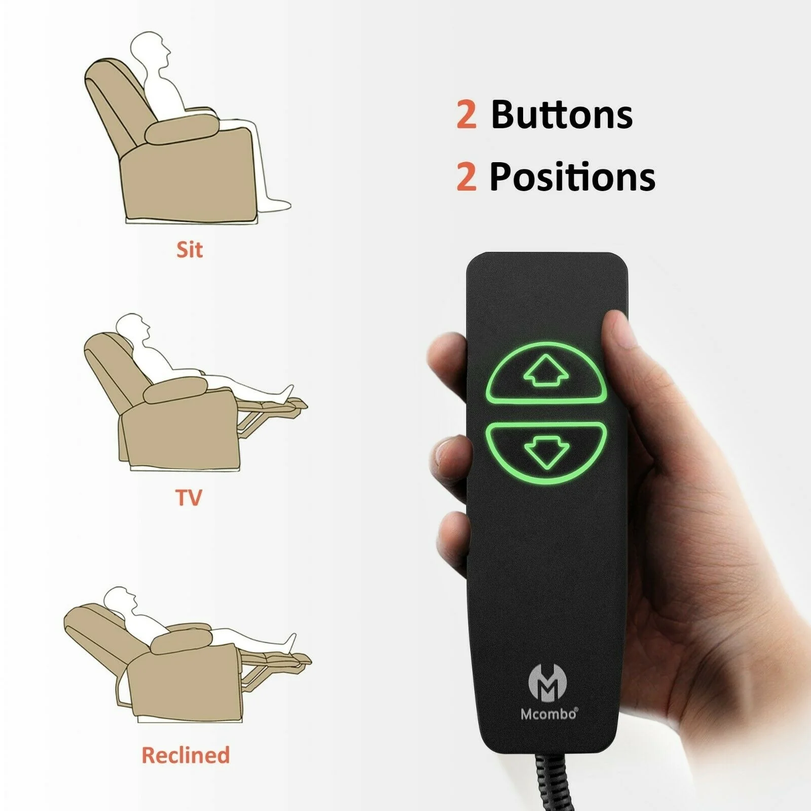 MCombo Electric Power?Recliner Chair with Massage  Heat, Plush Fabric 8015