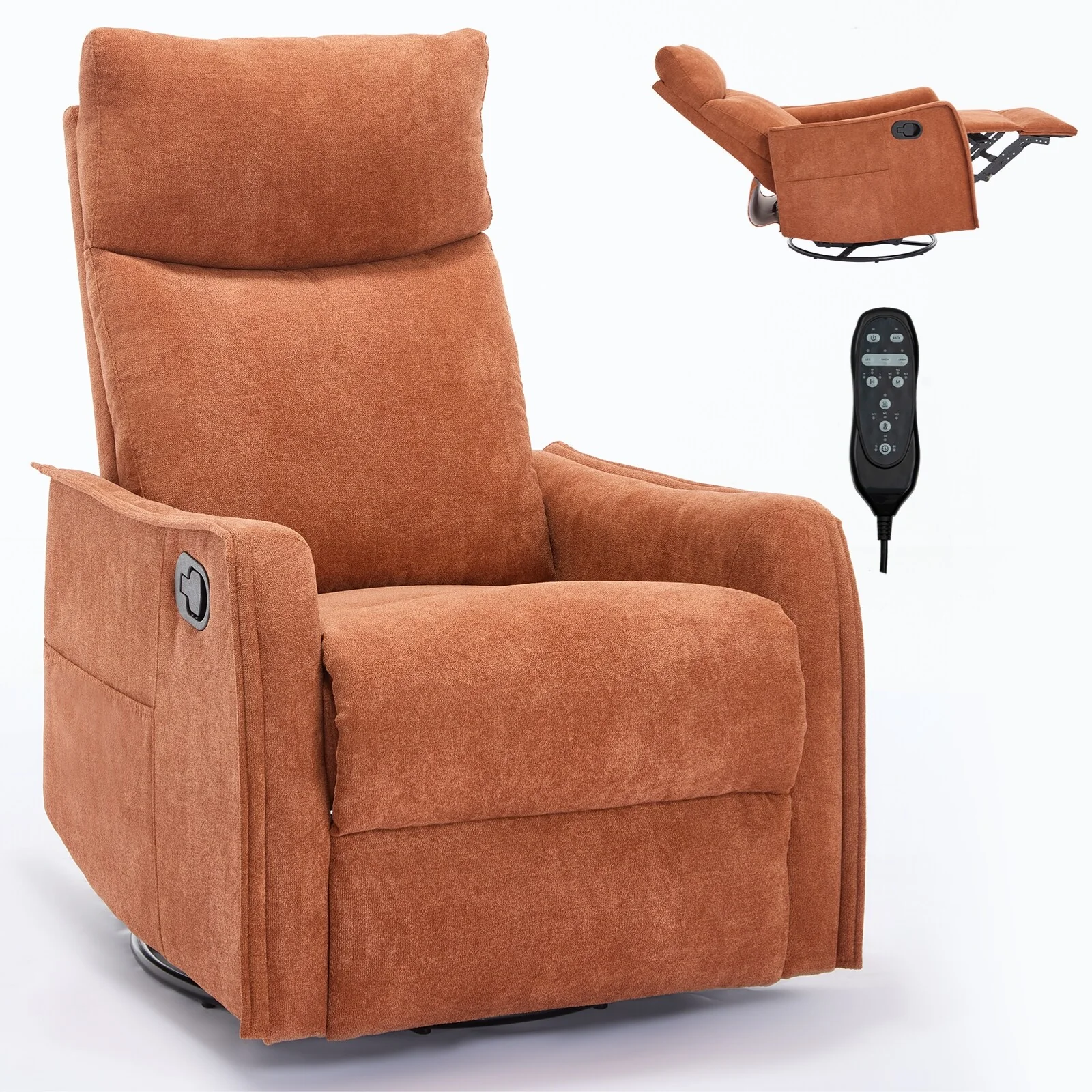 Heat Massage Manual Recliner Chair with Rocker and Swivel