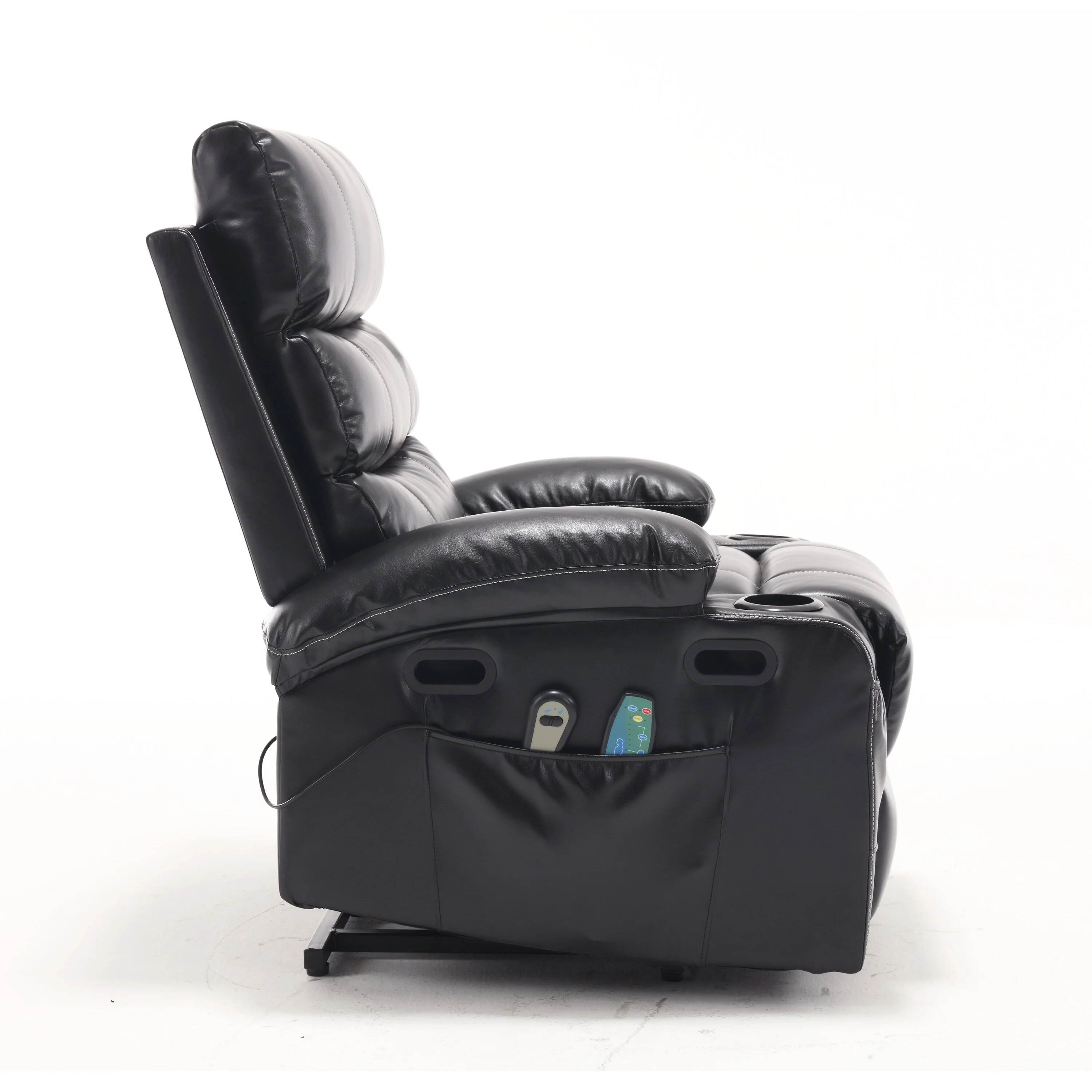 PU Leather Power Lift Recliner with Massage, Heating & Cup Holders
