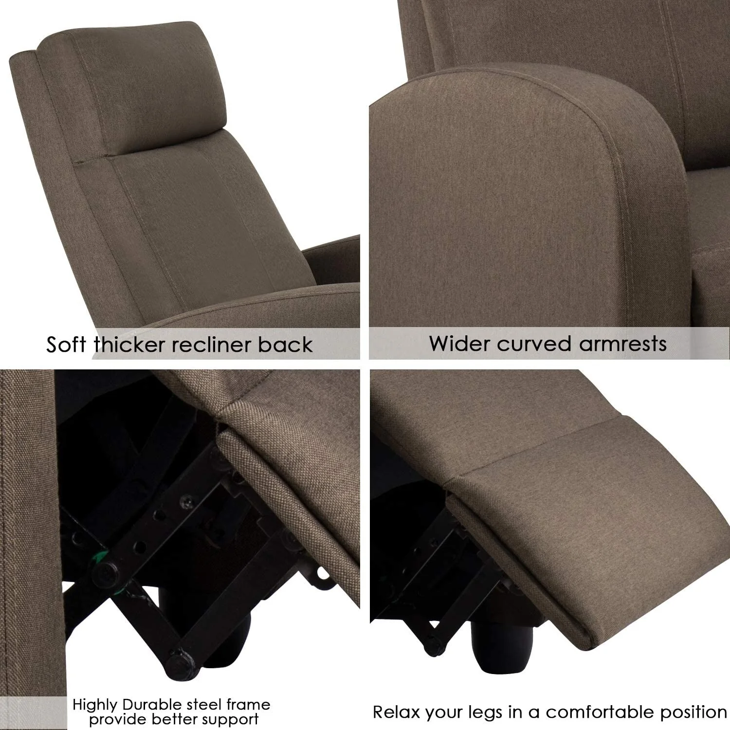 Furniwell Fabric Single Sofa Recliner with Padded Seat
