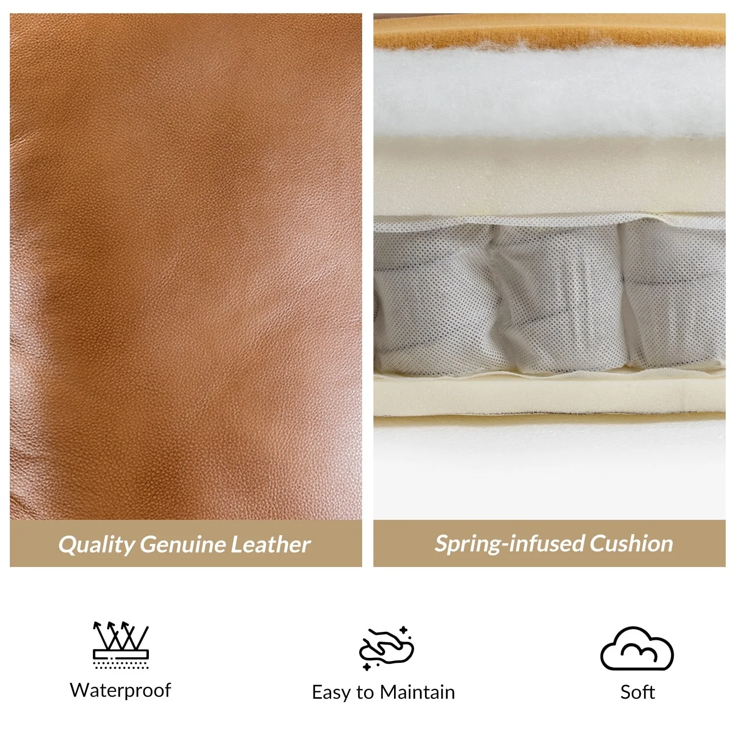 Cigar Mid-century Modern Genuine Leather Recliner with Nailhead Trim by HULALA HOME