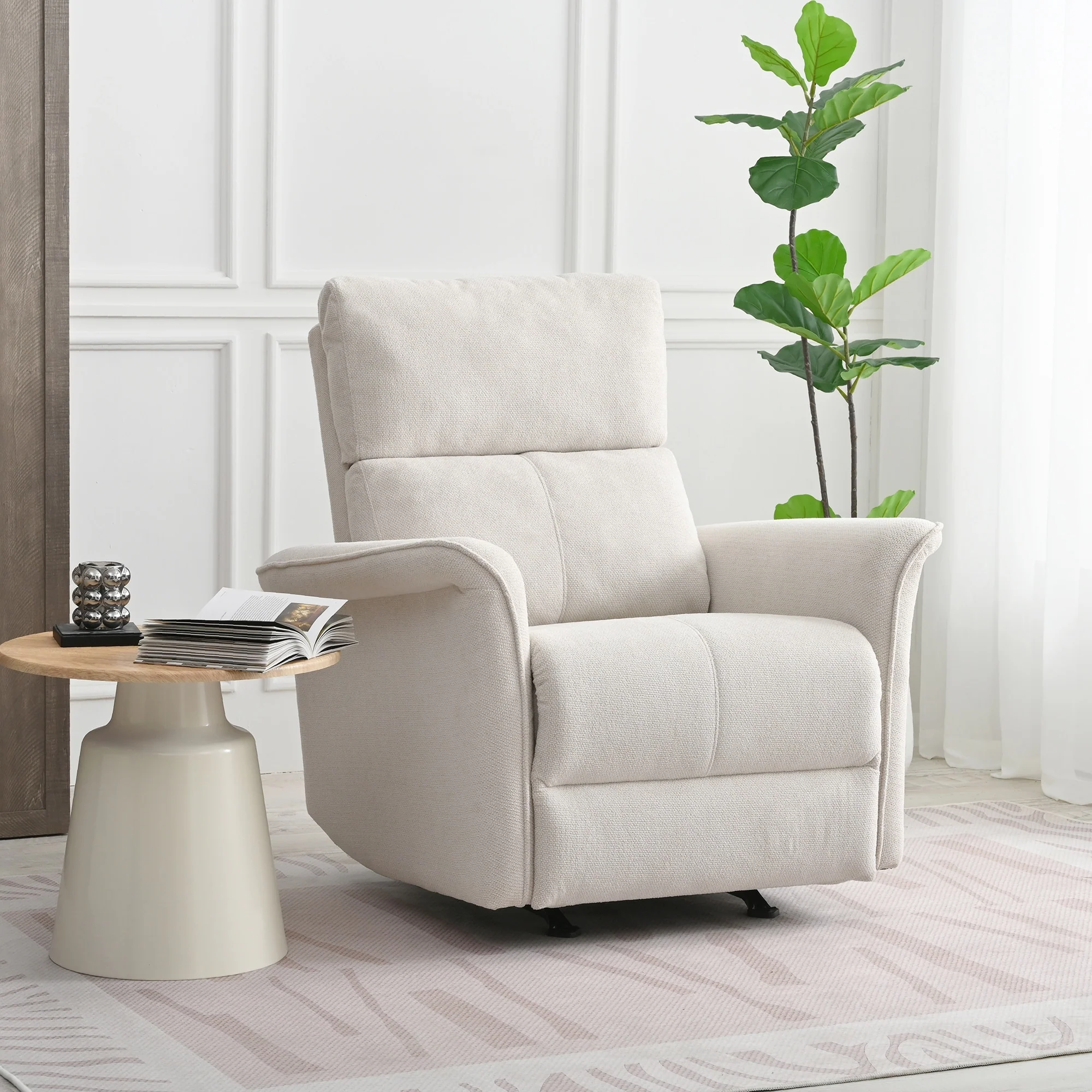 Manual Rocker Recliner Chair,Manual Rocking Glider Recliner,Fabric Nursery Chair,Single Sofa Recliner,Wide Armrests